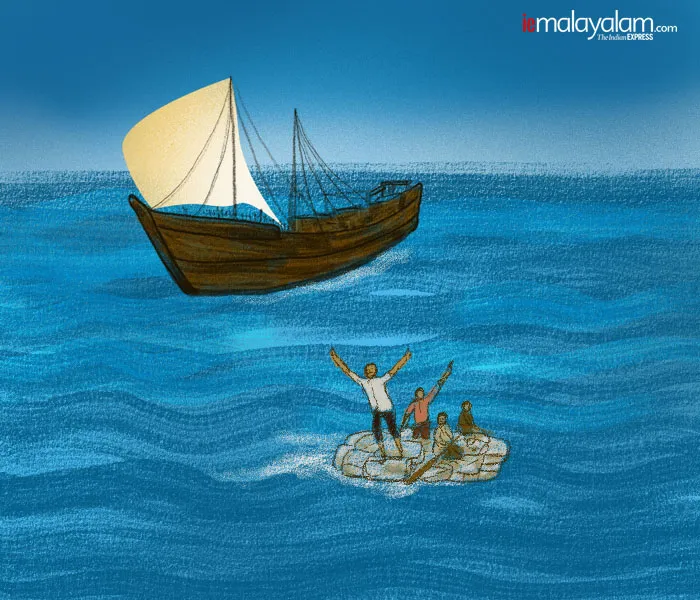 Lanji Velayudhan, expatriation, gulf migration, illegal gulf migration, illegal gulf migration kerala, kerala gulf migration history, malayali gulf expatriation history, Lanji Velayudhan Chettuva, Lanji, Wood Ship, Uru, Pathemari, Thulooma, indian express malayalam, ie malayalam