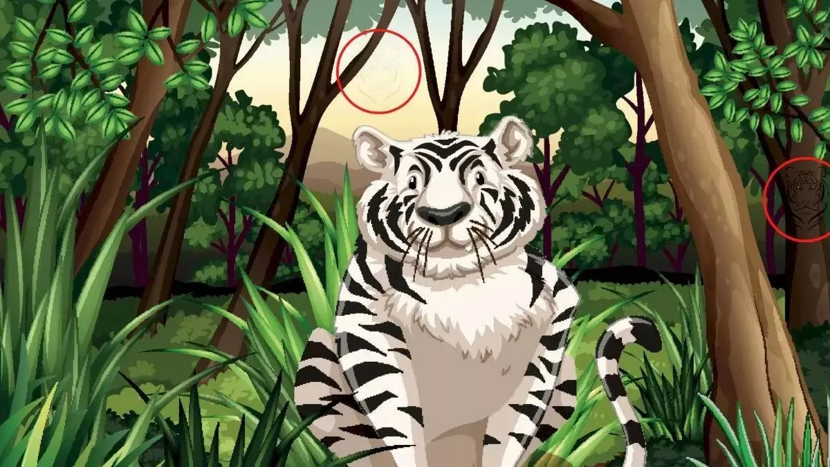 Optical illusion, Spot the hidden tigers, Optical illusion viral, Optical Illusion Animal Picture