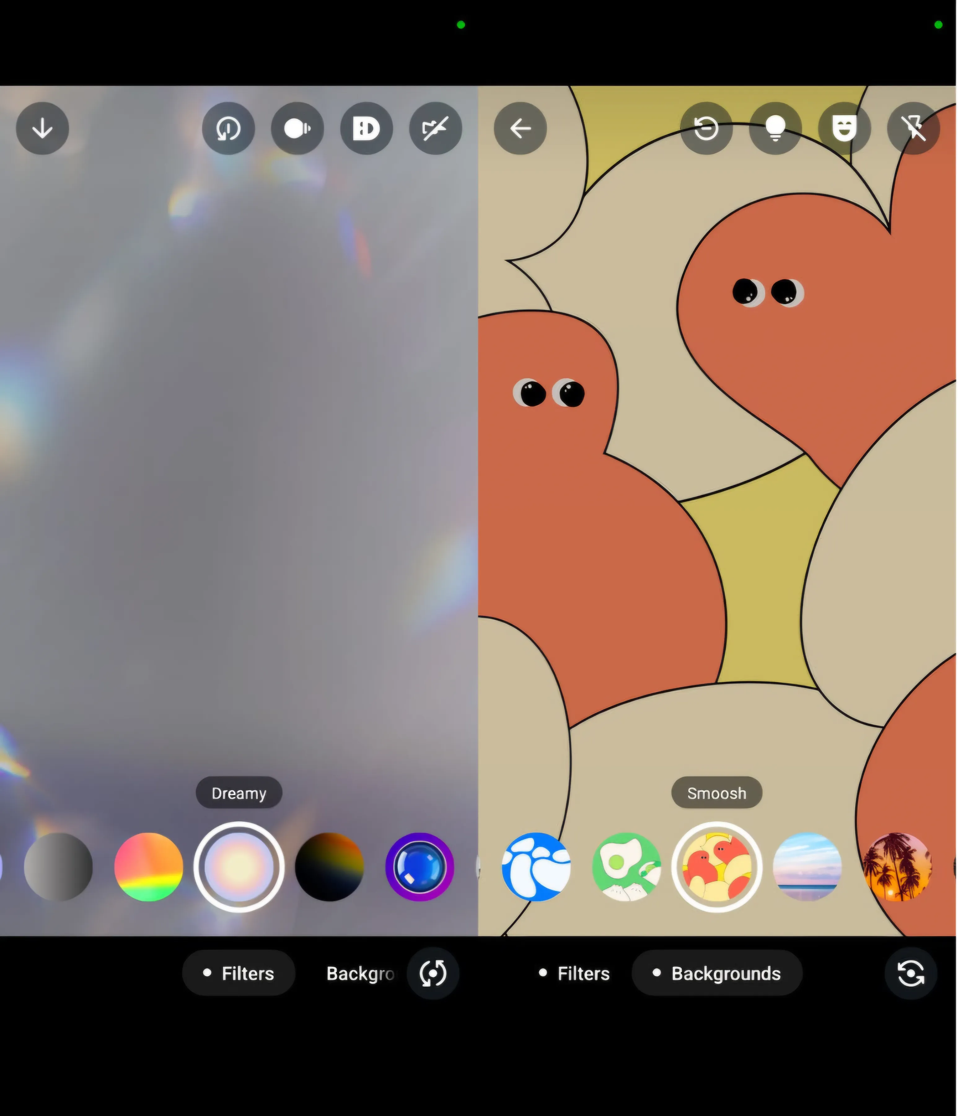 The new background effects and filters are just one tap away.
