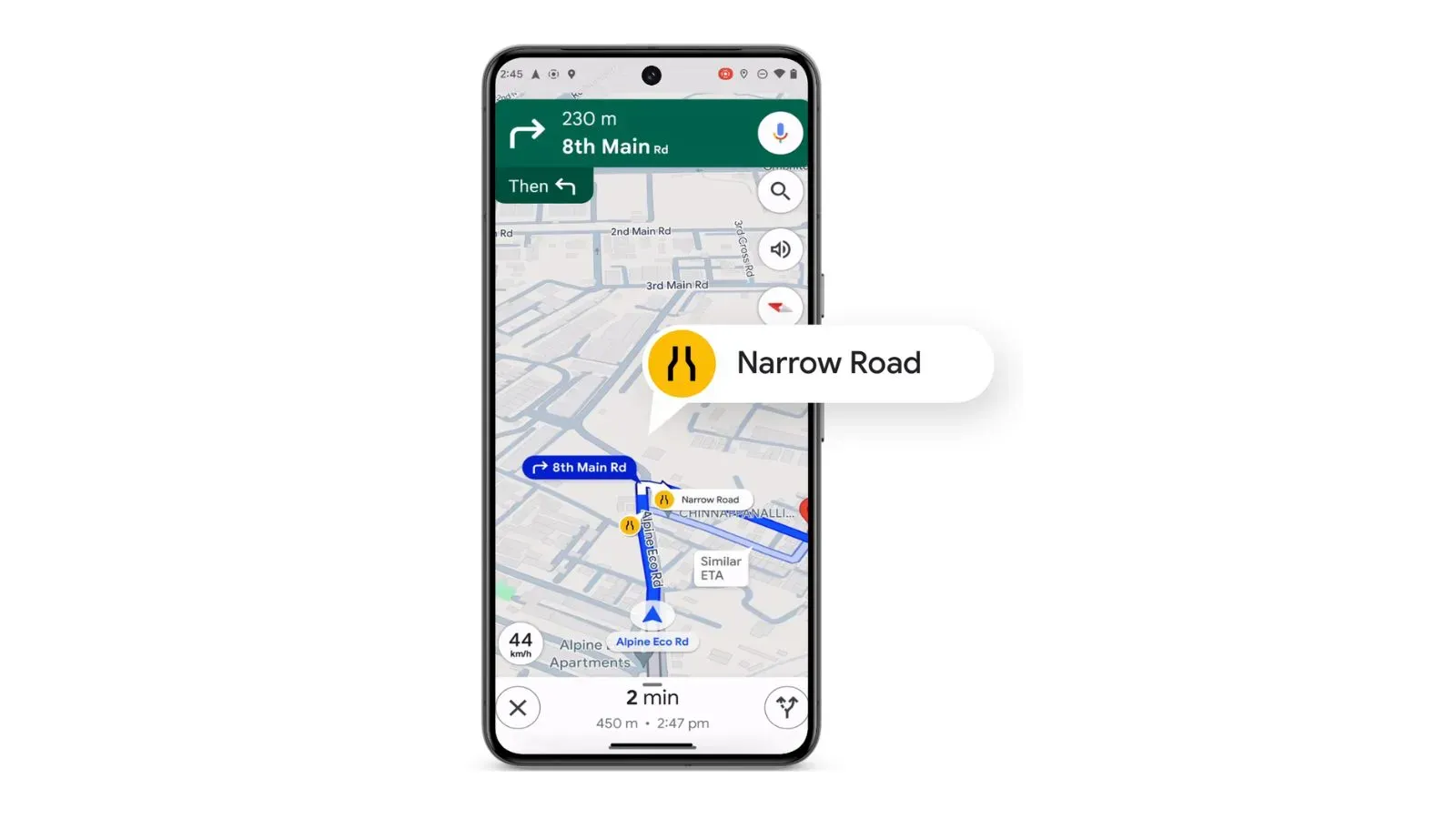 Google Maps to show users alerts for narrow roads.