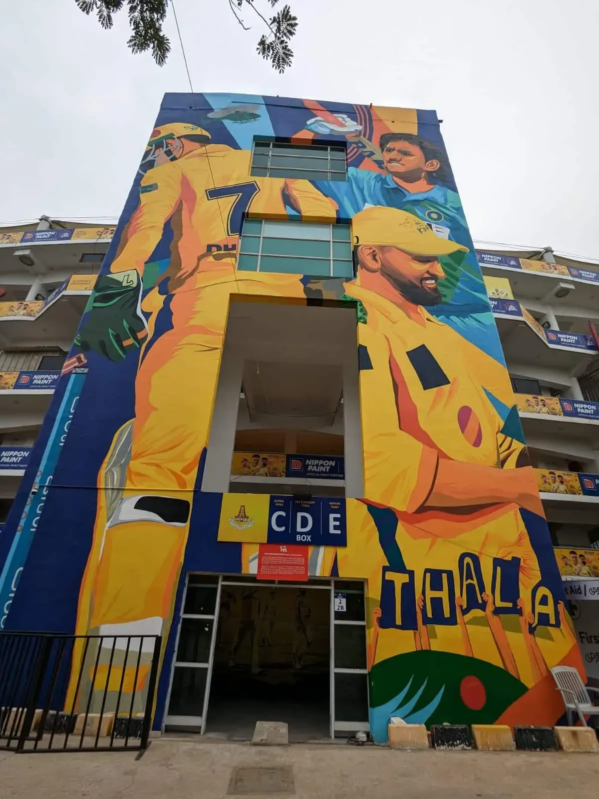 Murals of MS Dhoni at the Chepauk