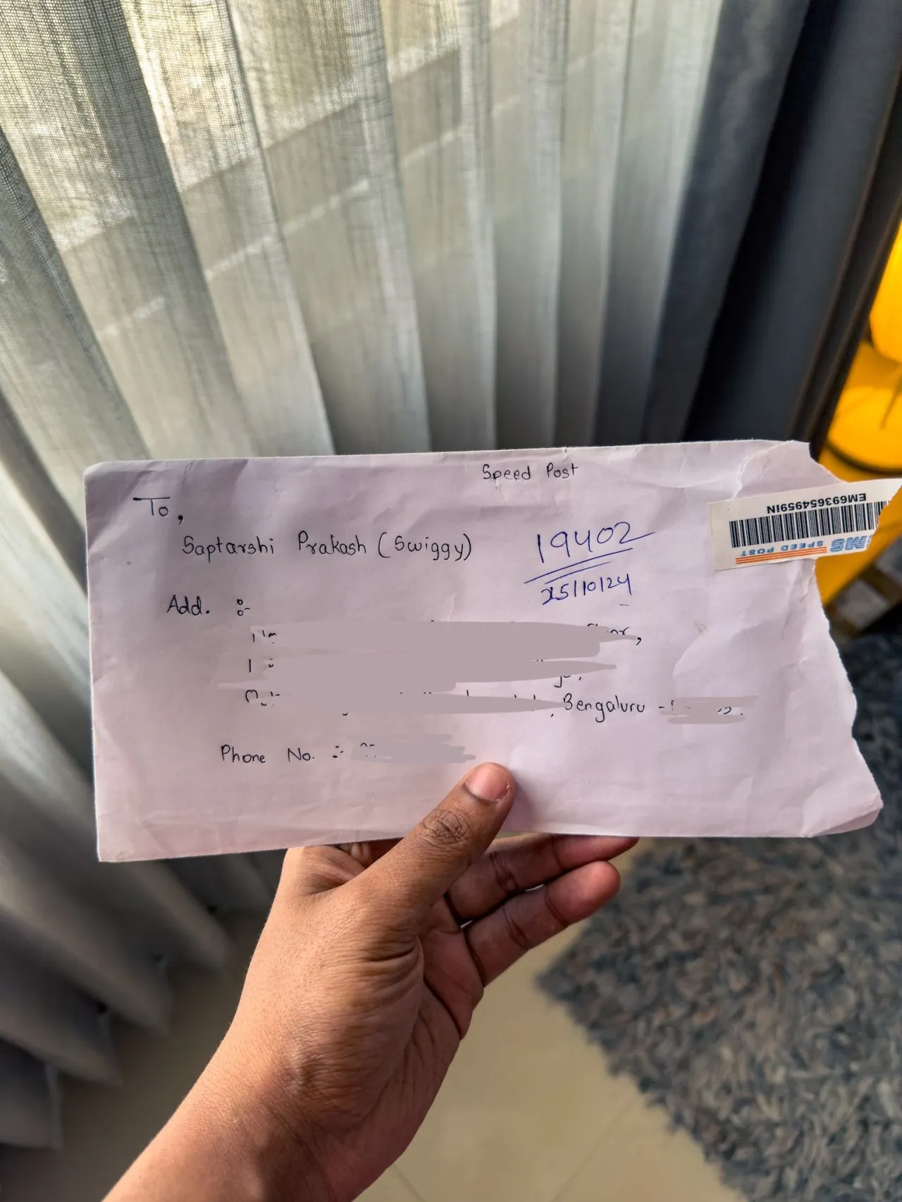 swiggy executive receives job application mail indiapost