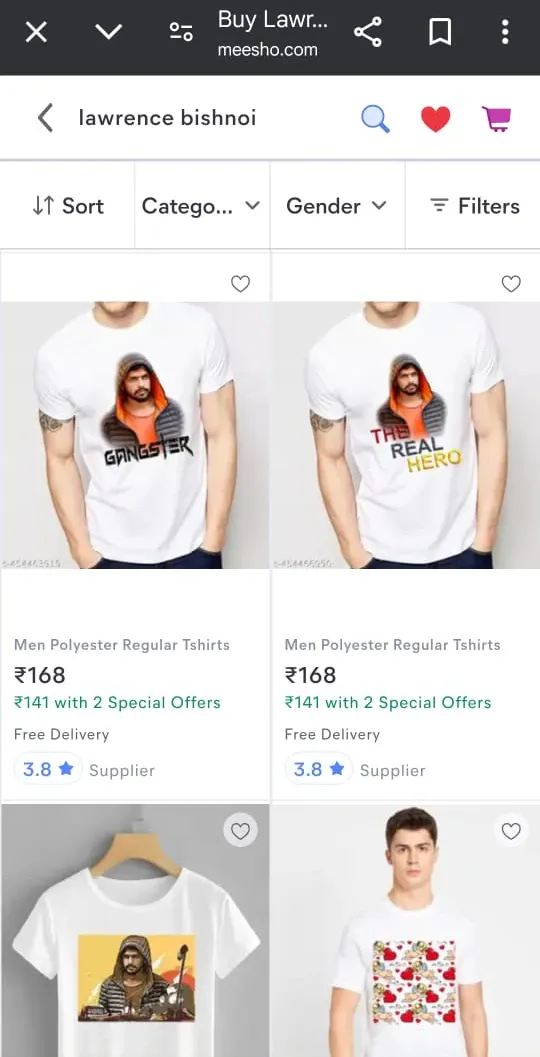 lawrence bishnoi tshirt on meesho