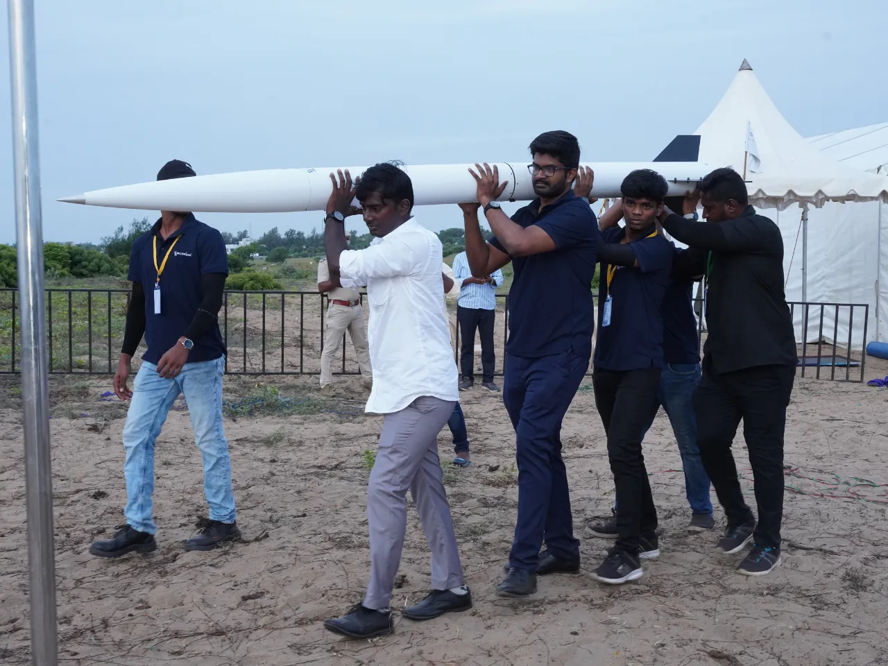 Dr. Anand Megalingam and his team carrying rhumi 1