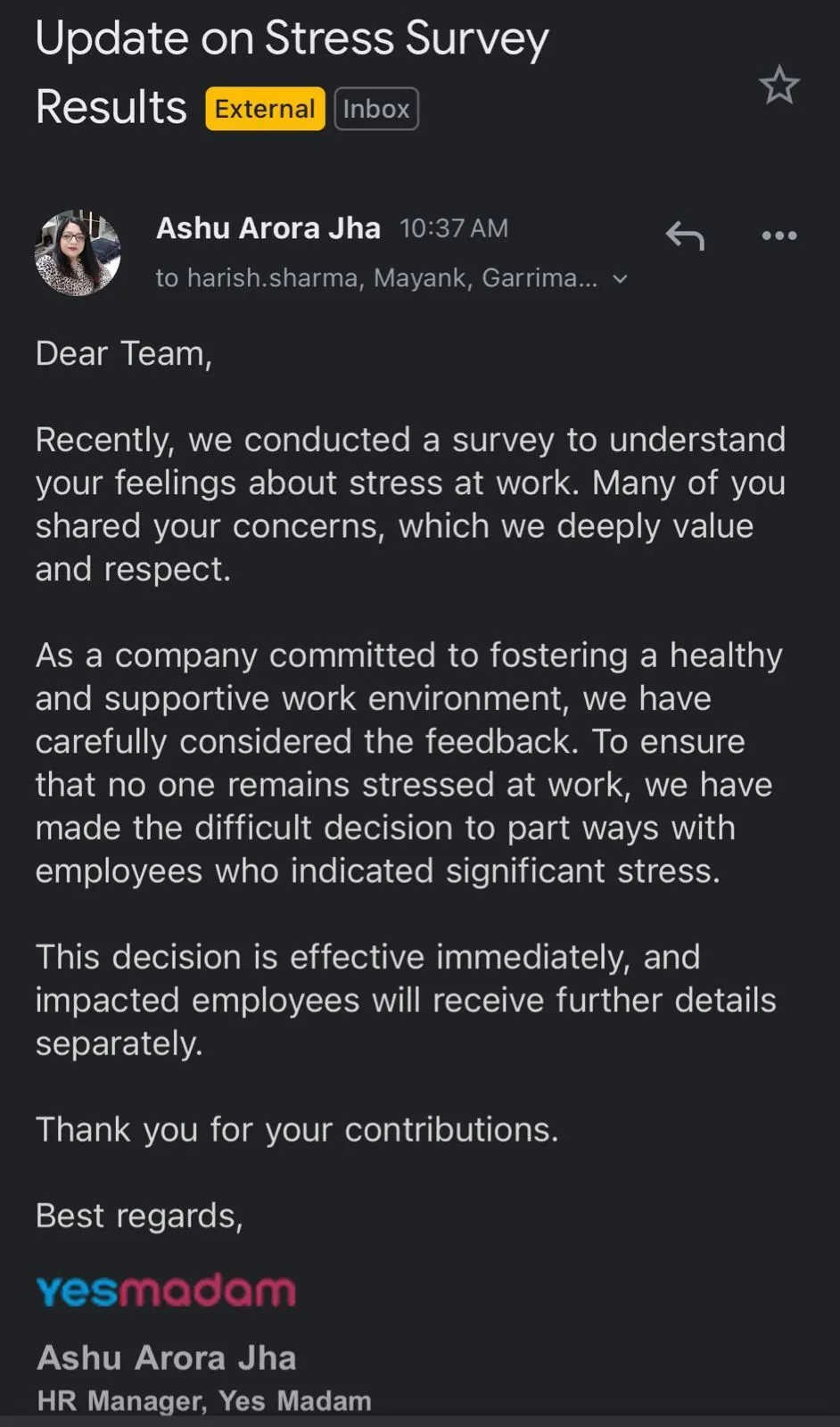yesmadam email