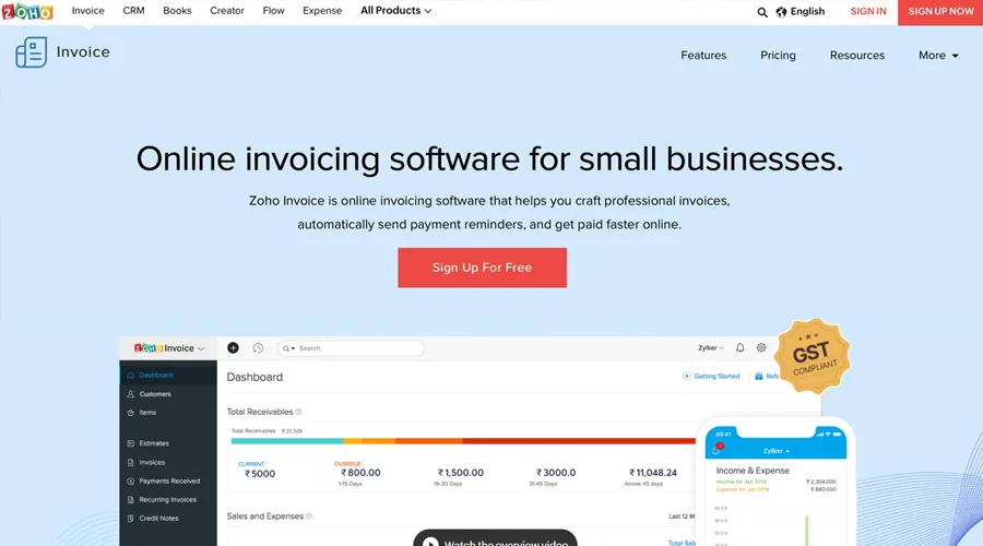 Zoho invoice