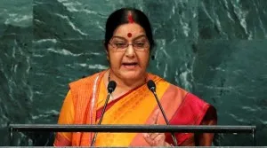 India's Minister of External Affairs Sushma Swaraj addresses the United Nations General Assembly in New York