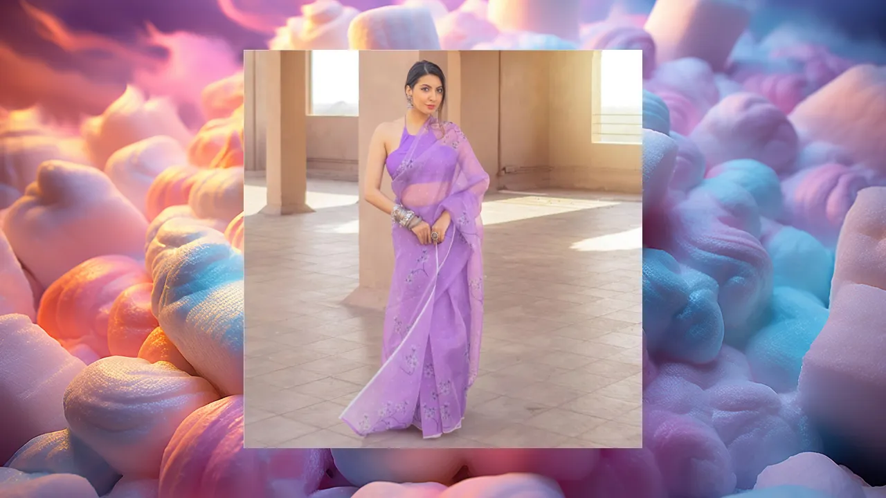 Lavender Printed Saree from Lavanya The Label