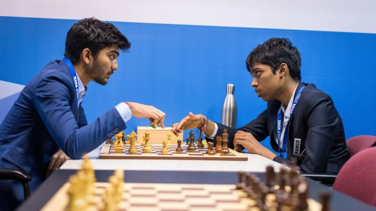 Gukesh D with Praggnanandhaa R