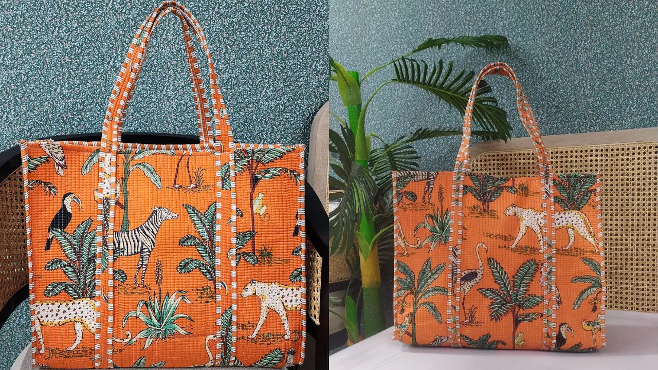 Handblock Printed Tote Bag by House of Gulab