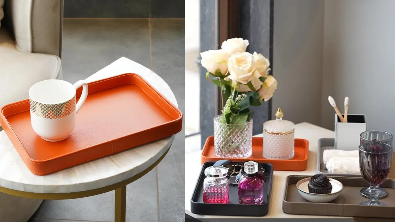 Cortesia Faux Leather Oblong Serving Tray by Rcasa