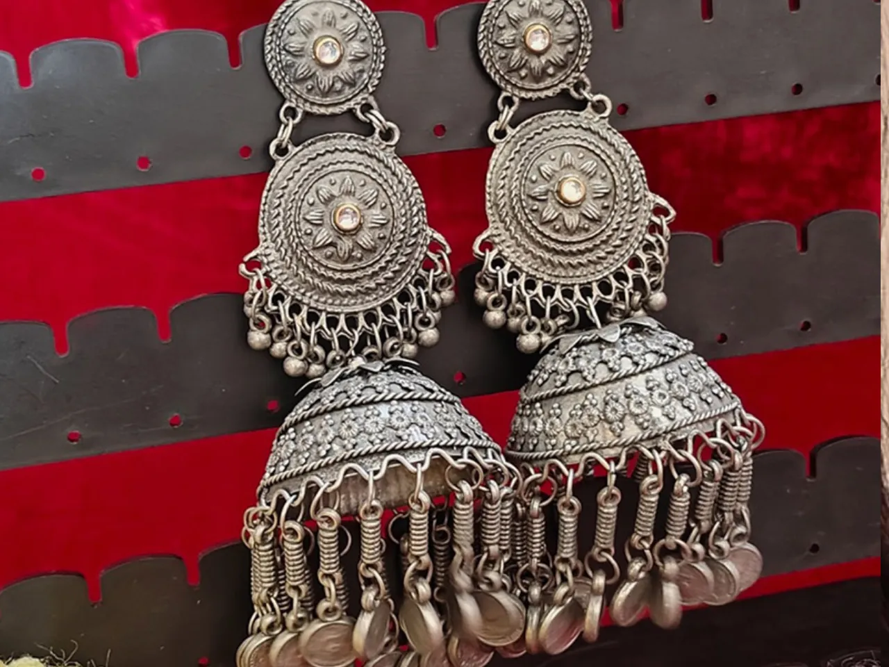 Silver Oxidized Jhumka 