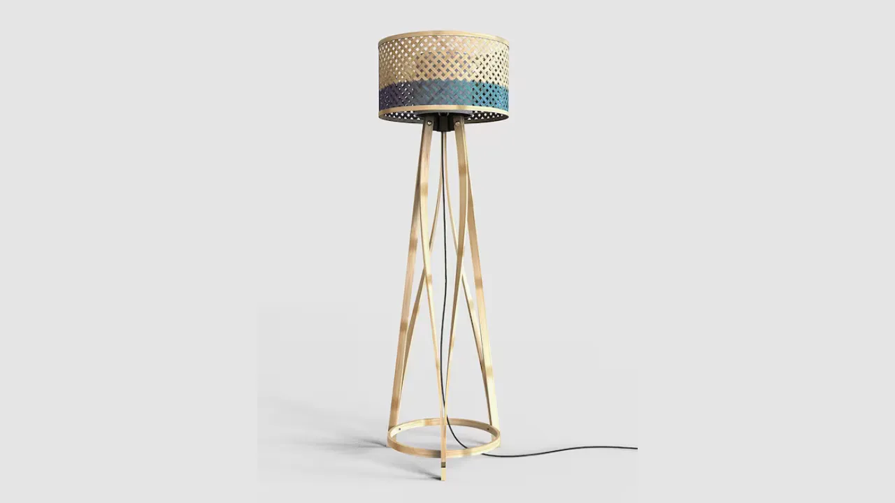 Blue Bamboo LED Lamp by Jaypore