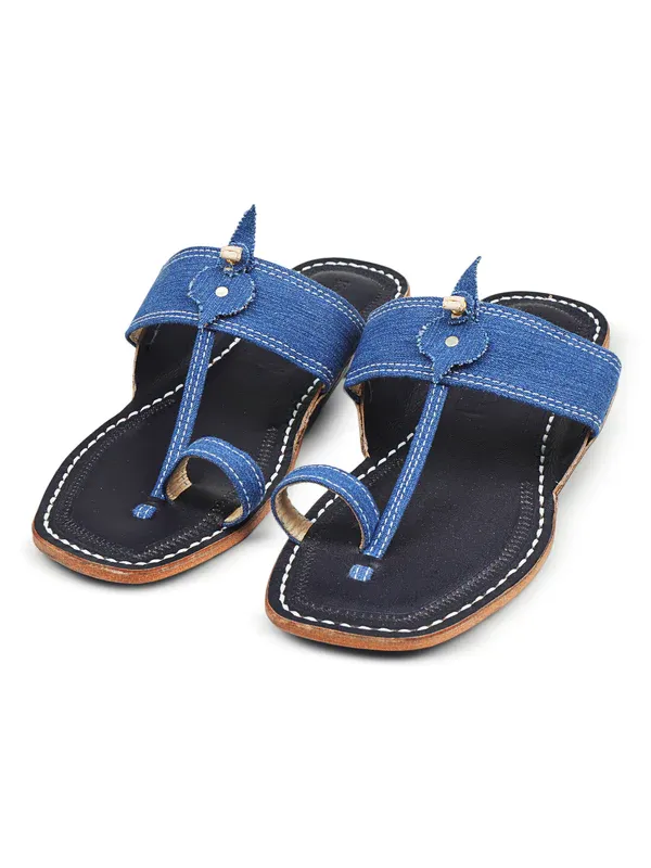 denim kolhapuri chappal 