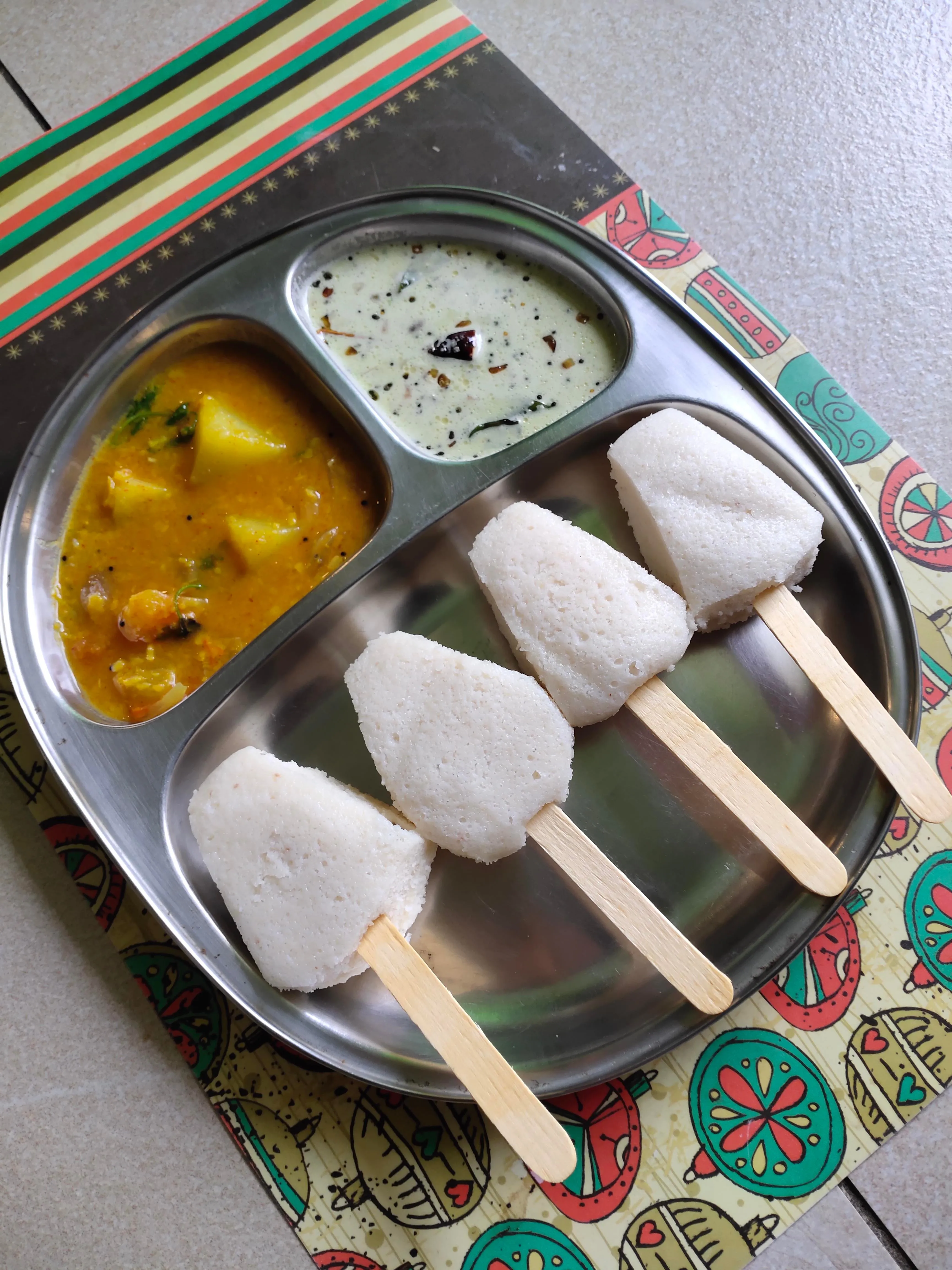 Idli on an Ice cream stick