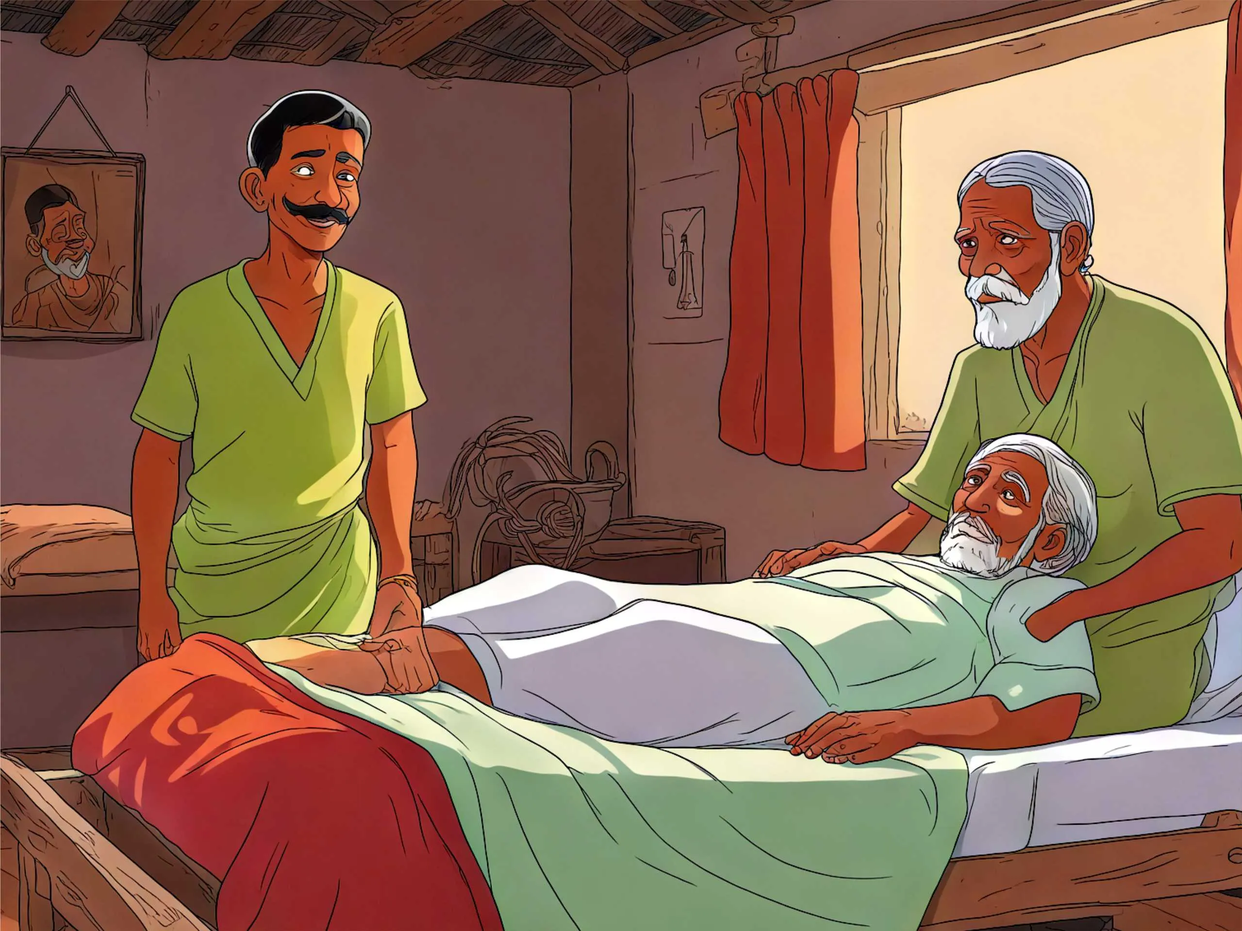 cartoon image of farmer and his sons