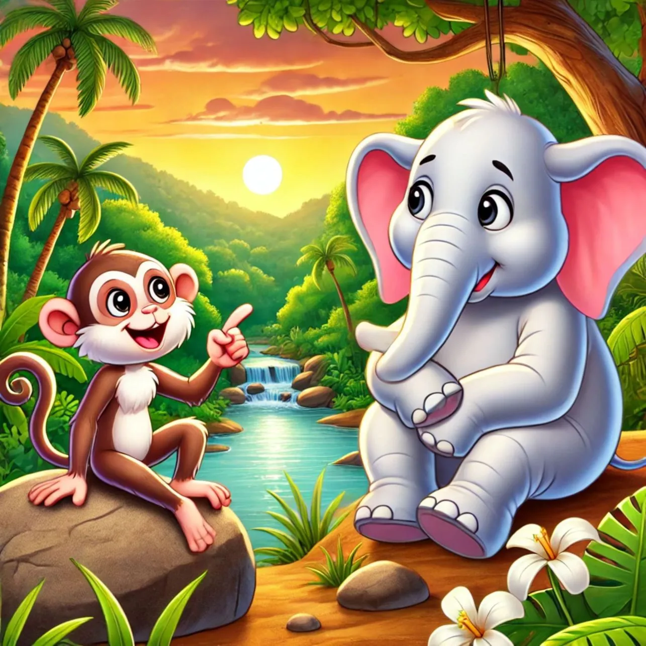 Friendship of rabbit Chintu and monkey Monty