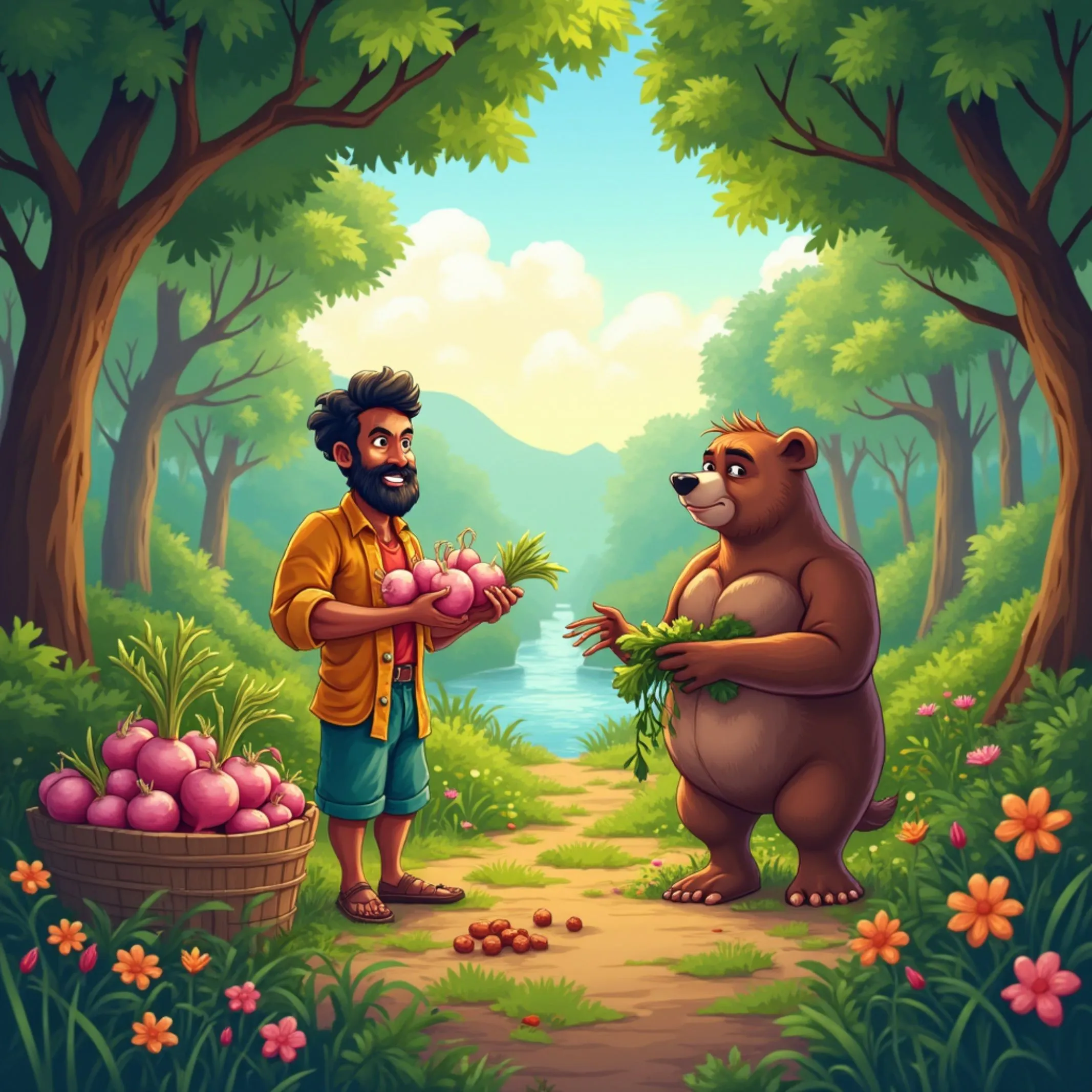 Inspirational story of the lazy bear and the hardworking farmer