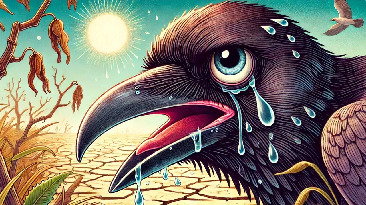 Thirsty crow and its cleverness - an inspirational story