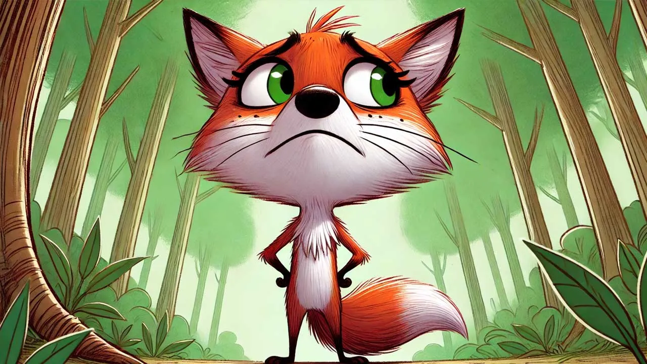 standing fox sad look
