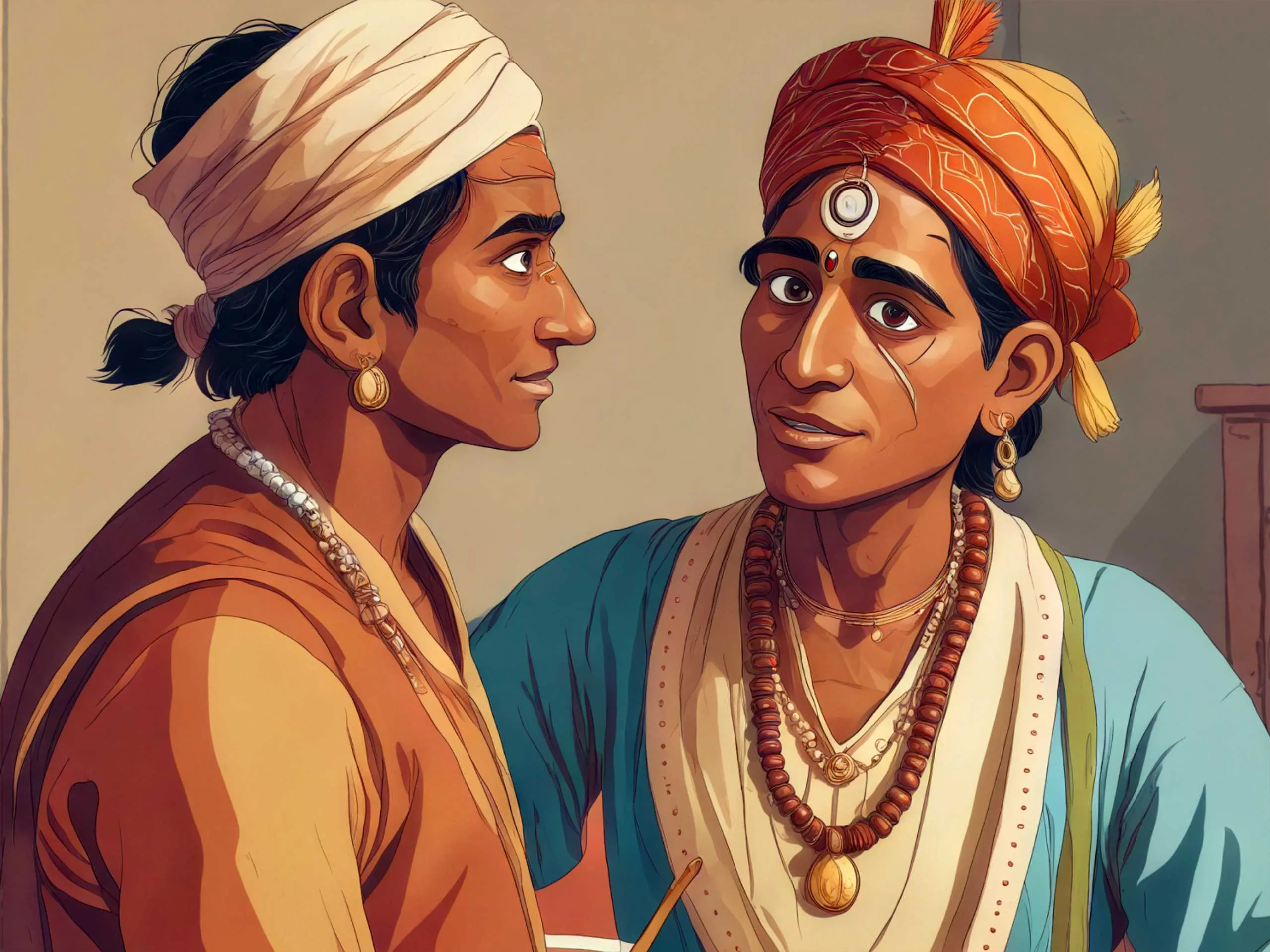 cartoon image of a man talking to his servant