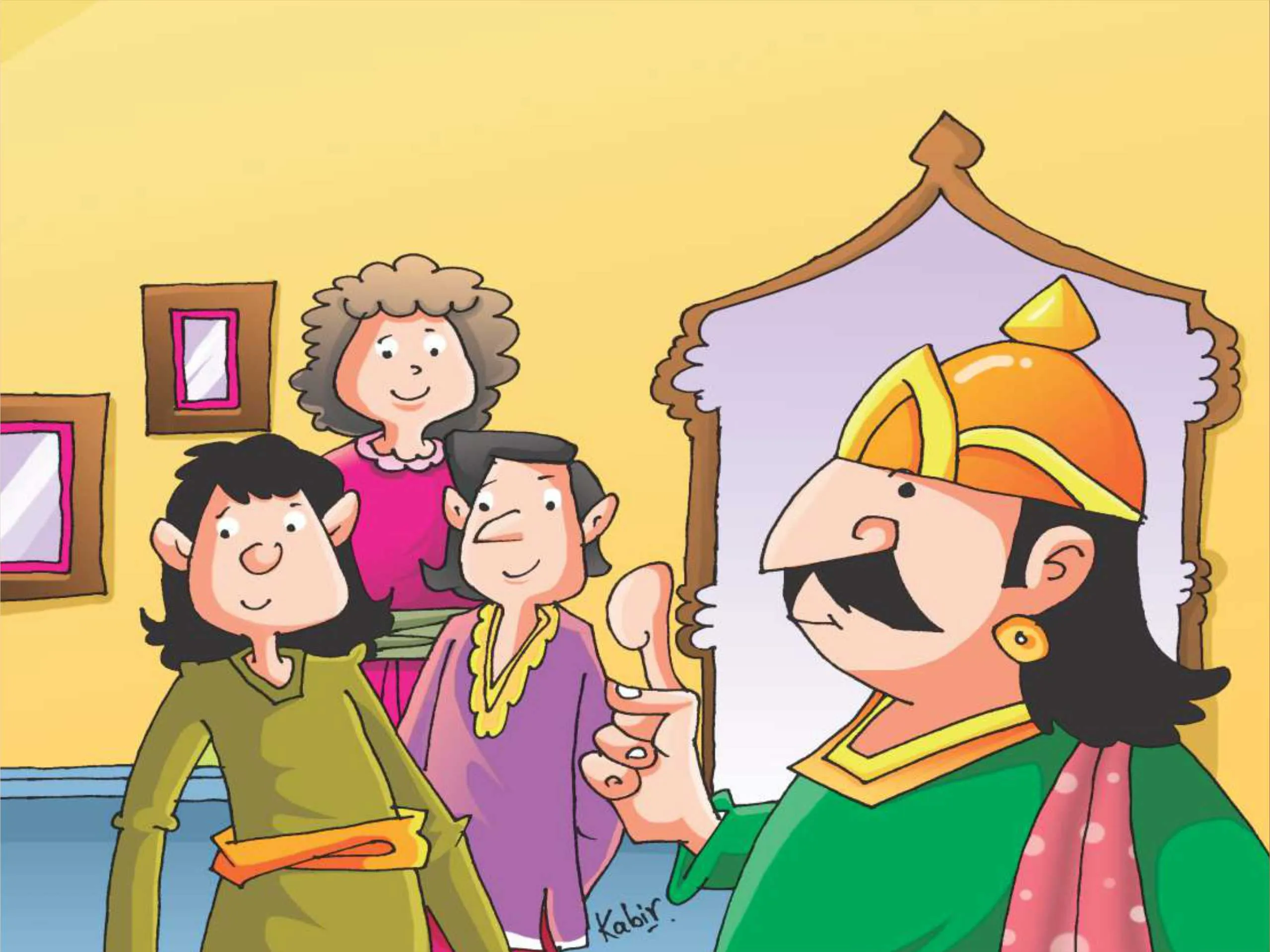 King with three prince cartoon image