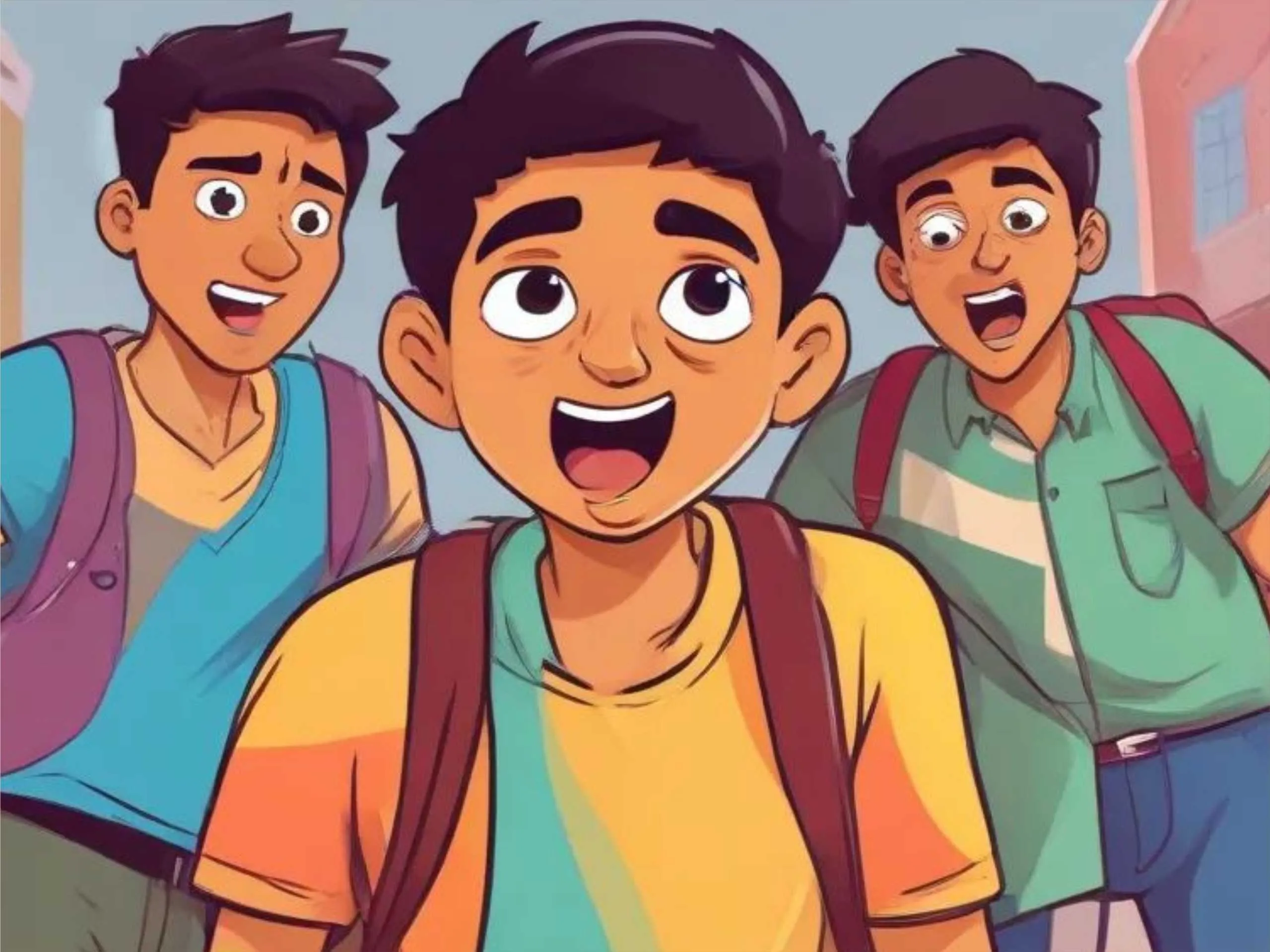 cartoon image of college boys