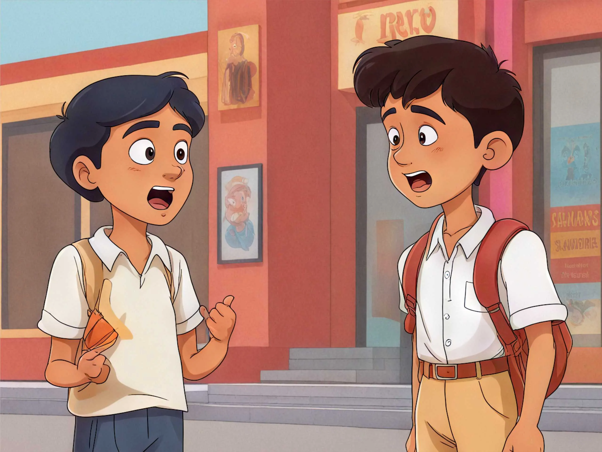 cartoon image of school boys