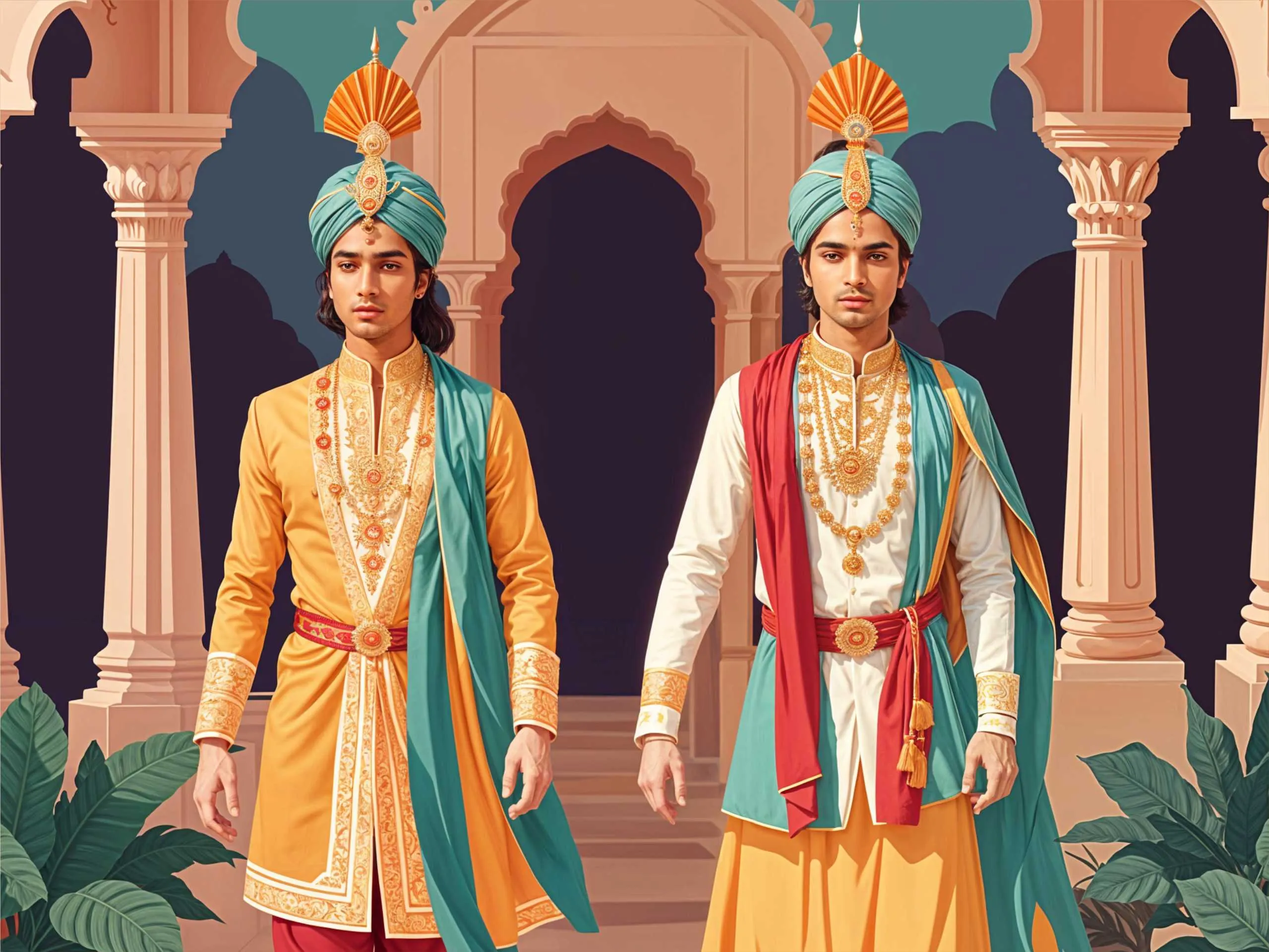 Cartoon image of two indian prince