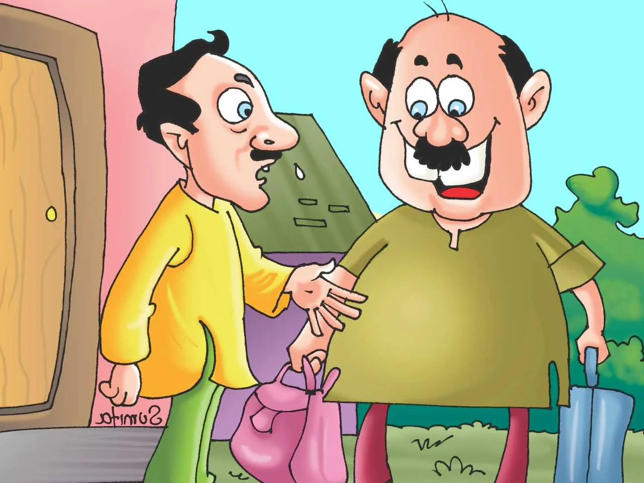 two man talking cartoon image