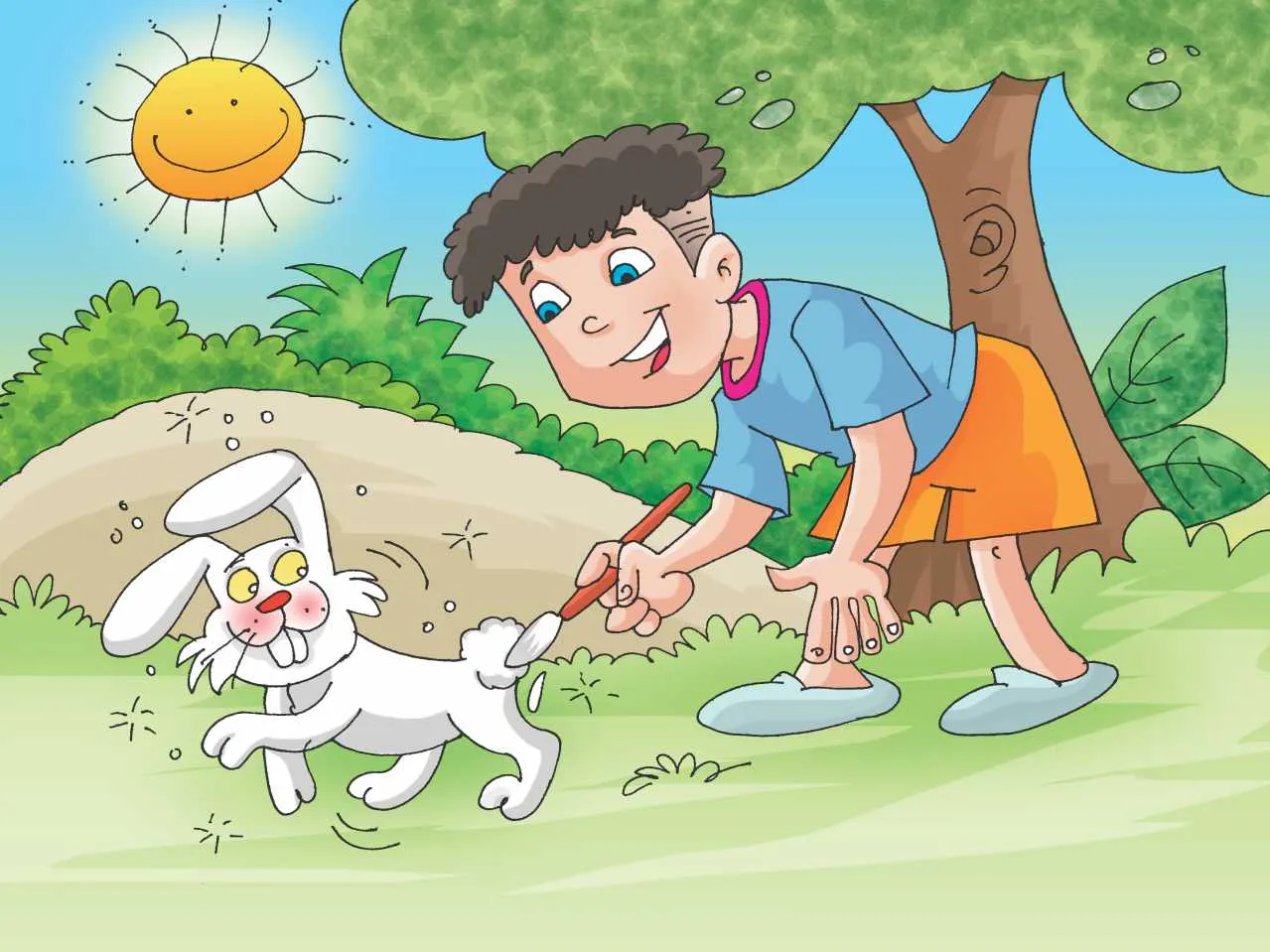 boy and rabbit cartoon image