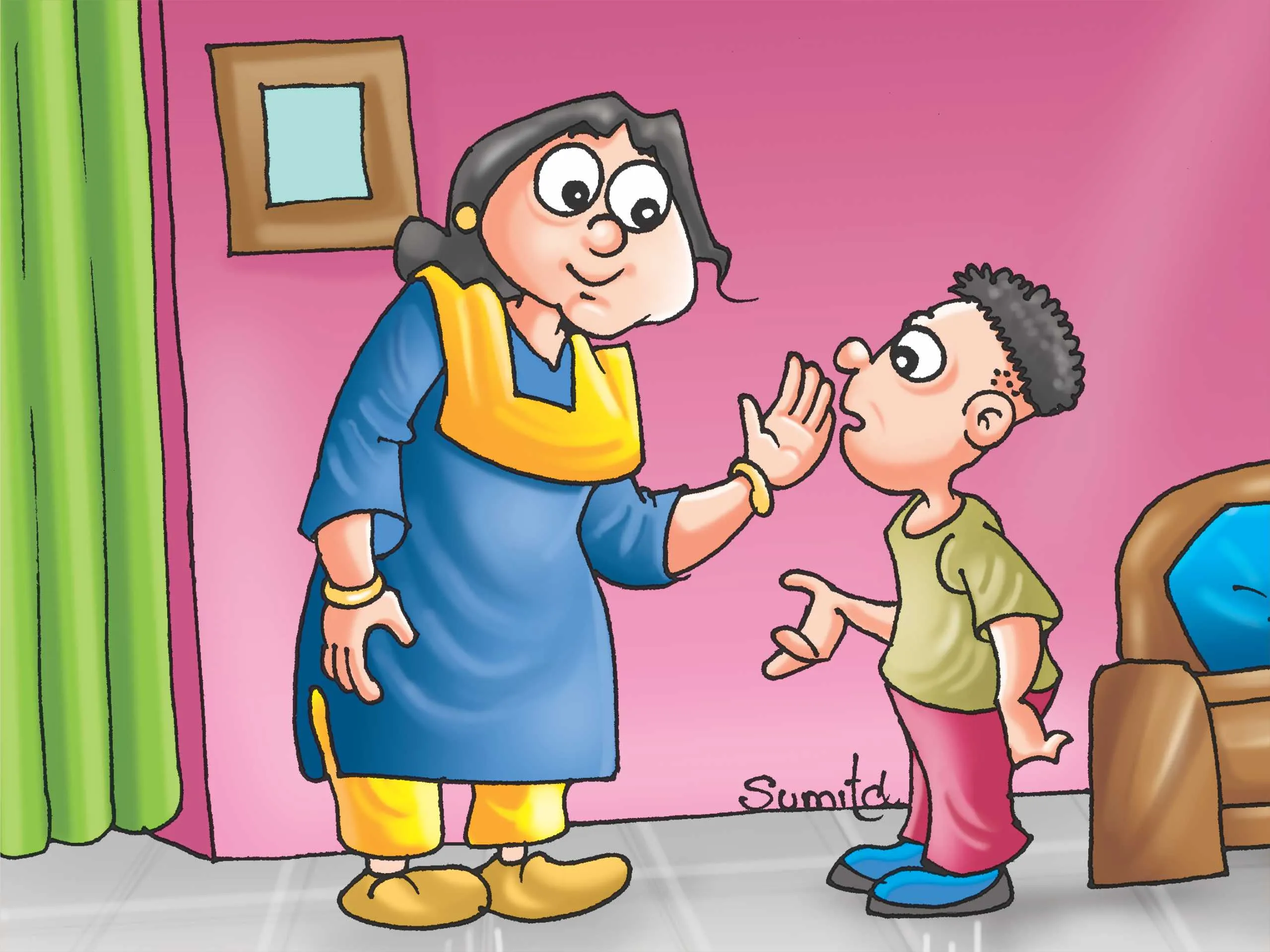 Mother with her child cartoon image