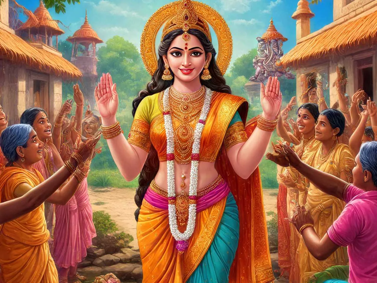 cartoon image of indian godess