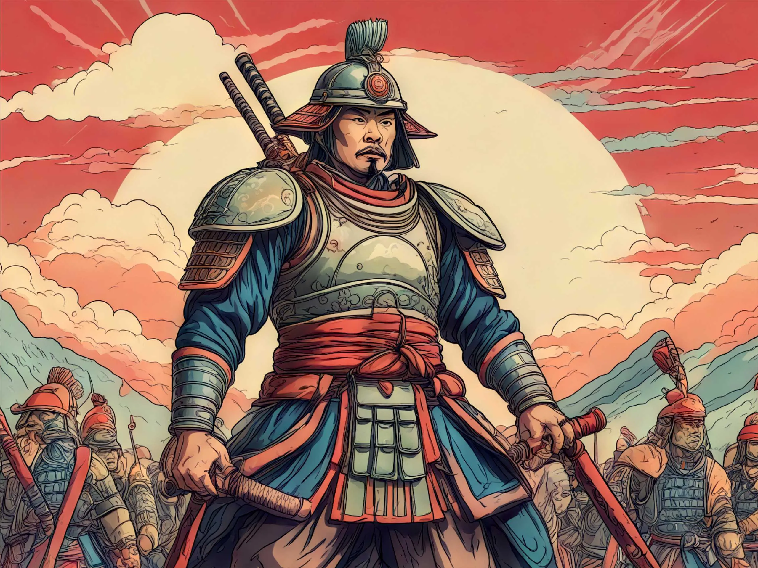 cartoon image of a japanese warrior