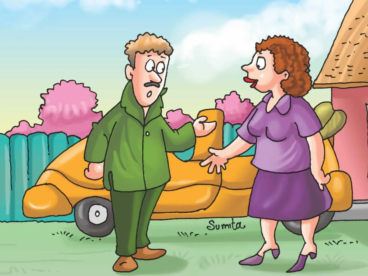 wife and husband cartoon image