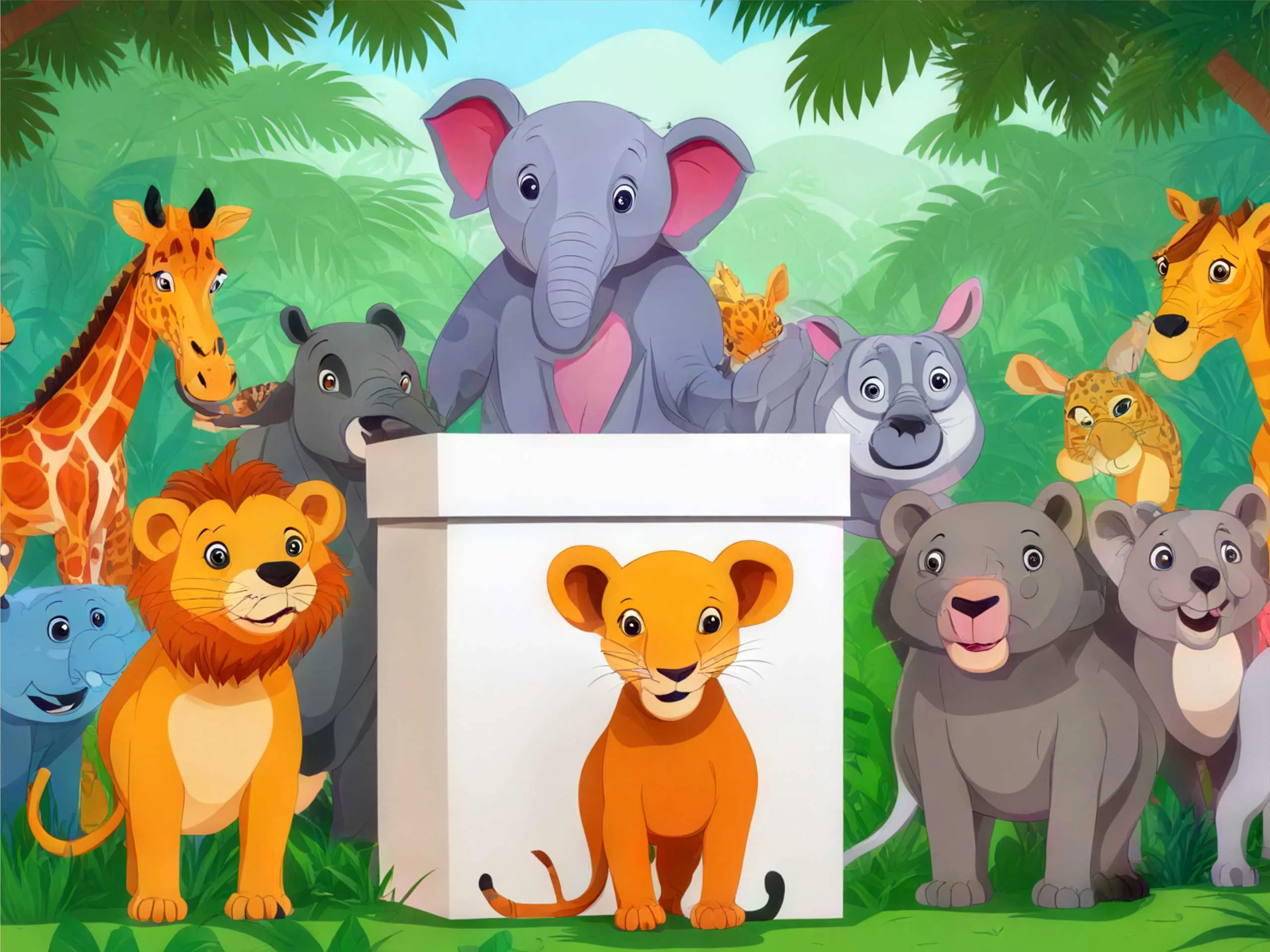 cartoon image of jungle animals