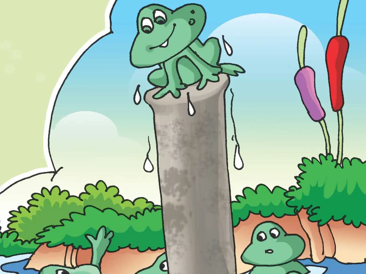 Frogs in a Pond cartoon image