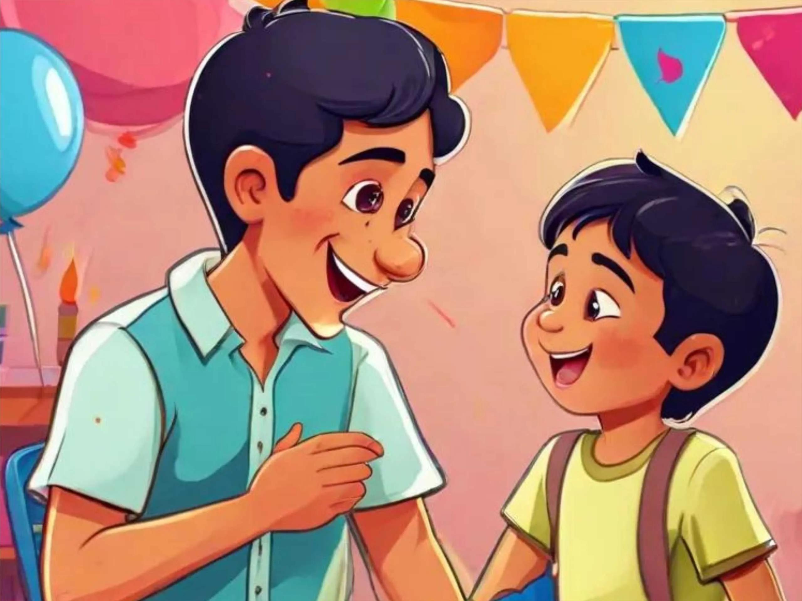 Cartoon image of a kid talking with his brother