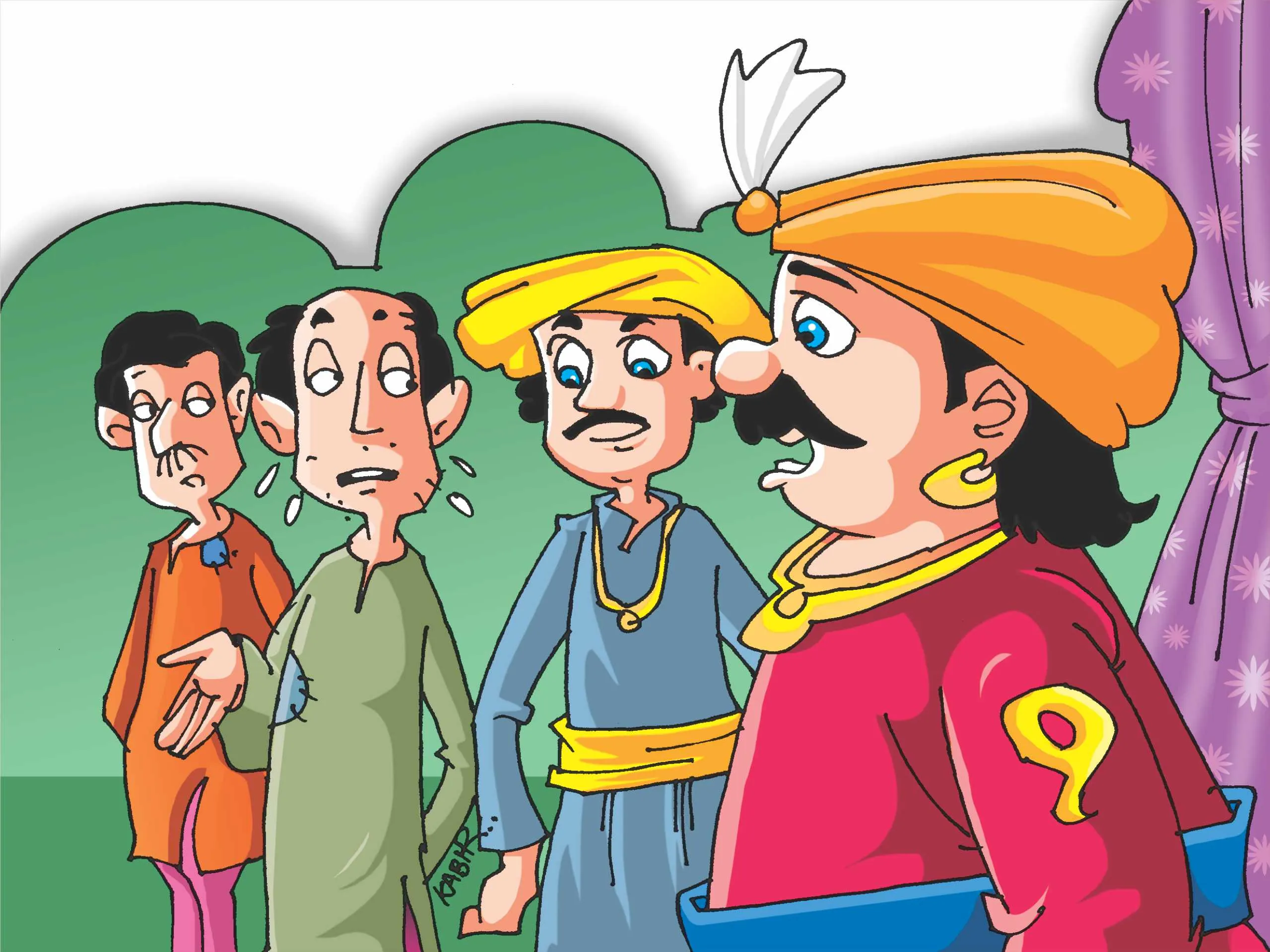 King with three boys cartoon image