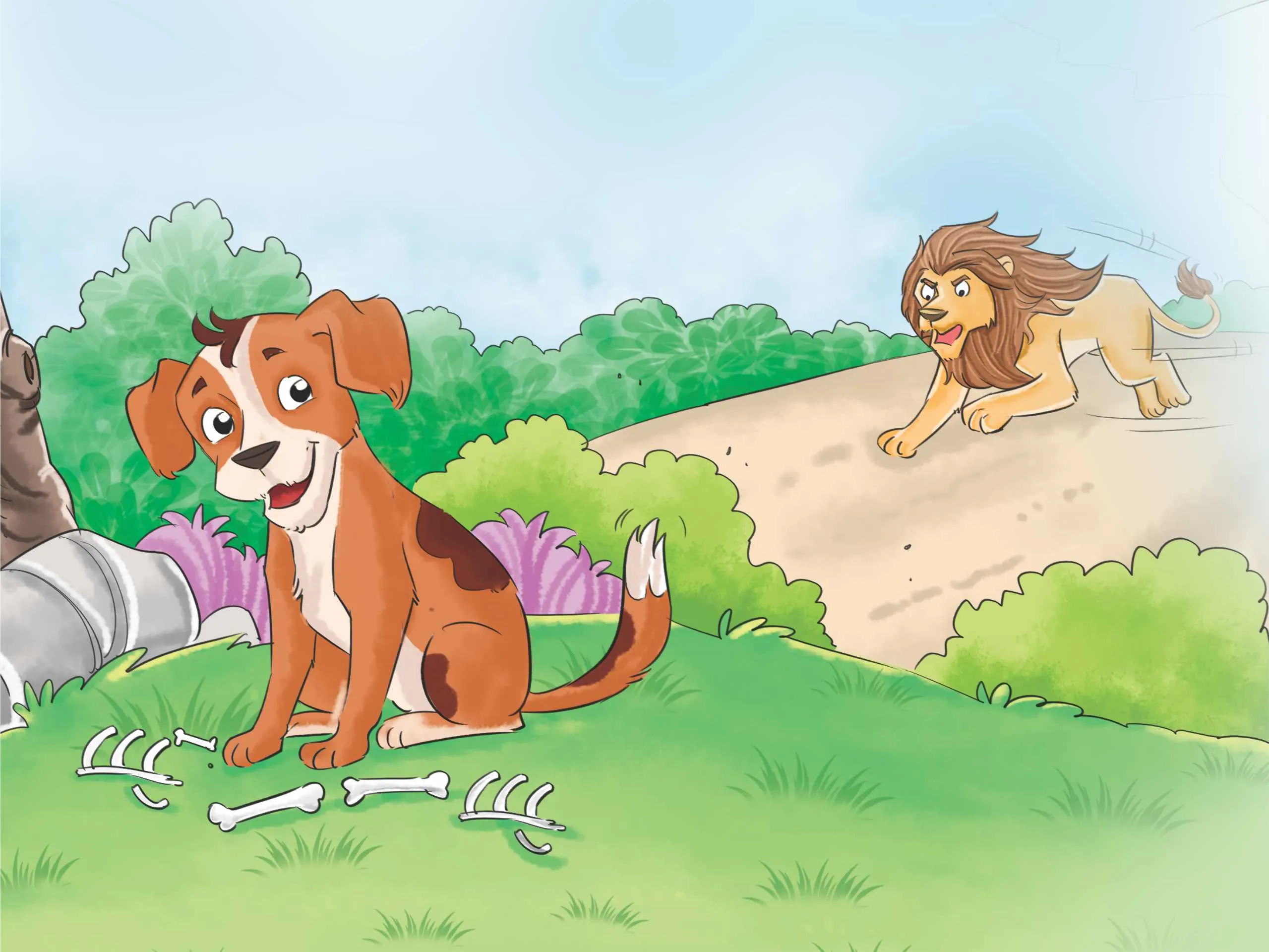 Lion and dog cartoon image