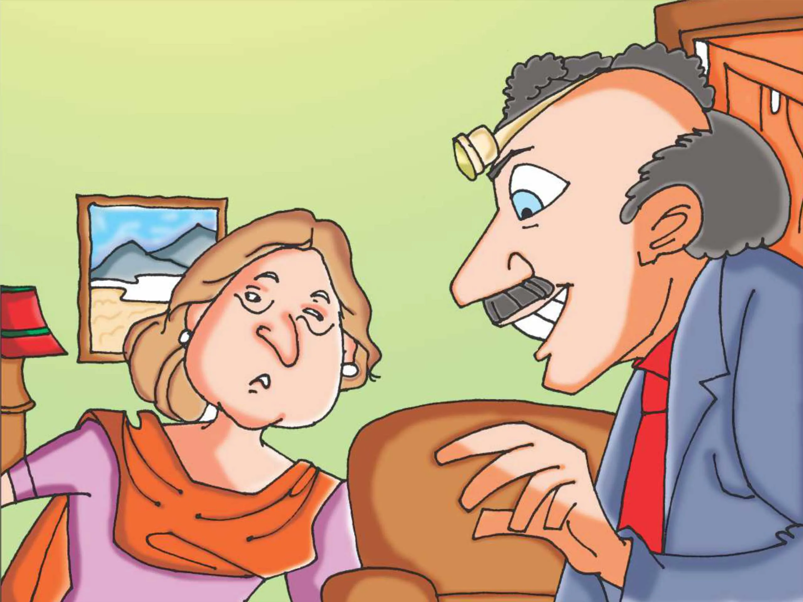 Doctor with a woman cartoon image