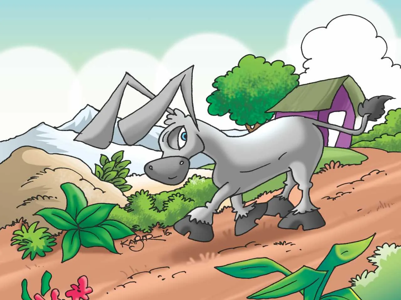 Donkey in forest cartoon image