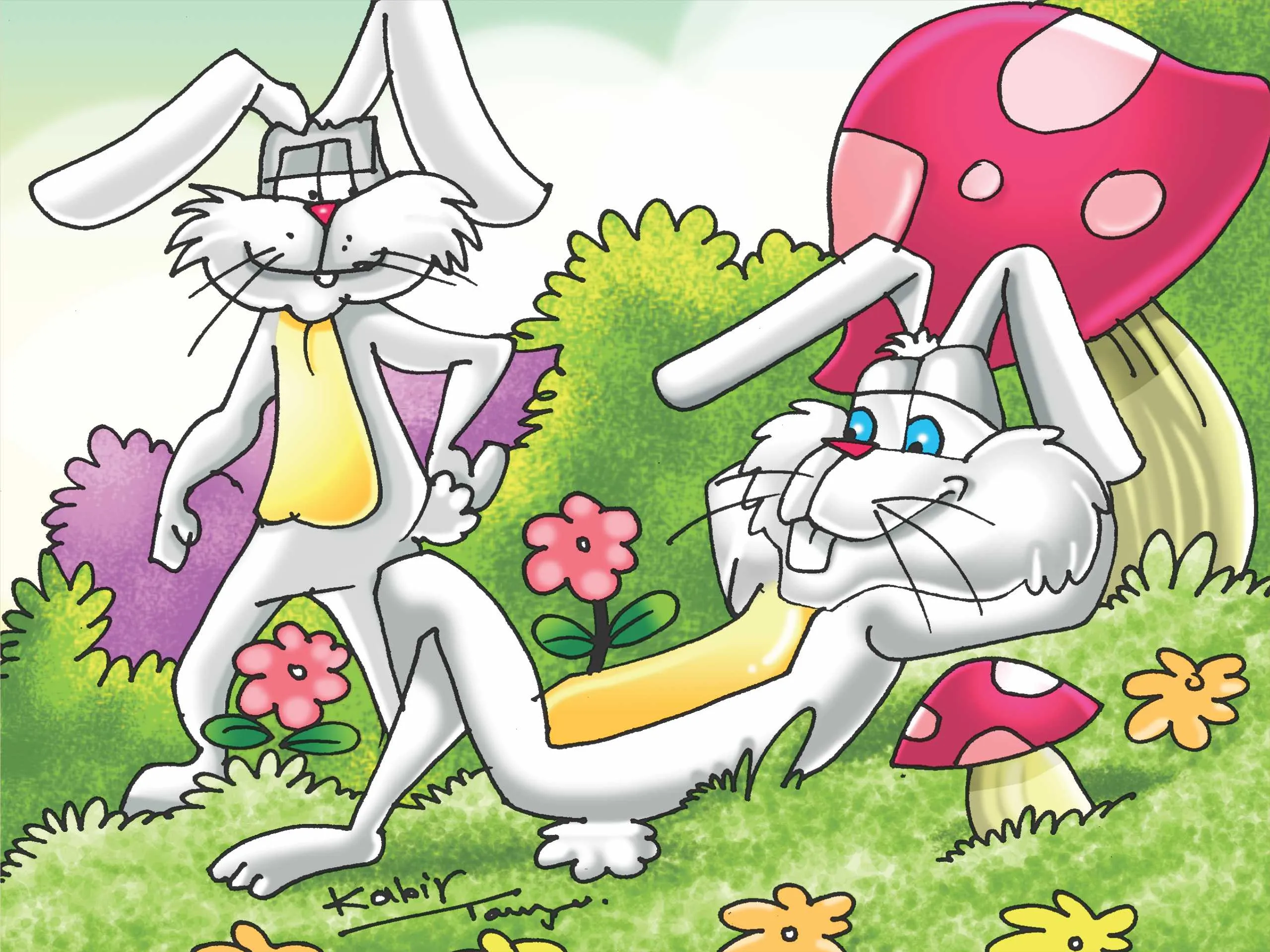 cartoon image of rabbits