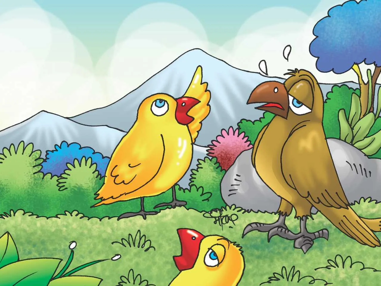 Eagle and chicks cartoon image