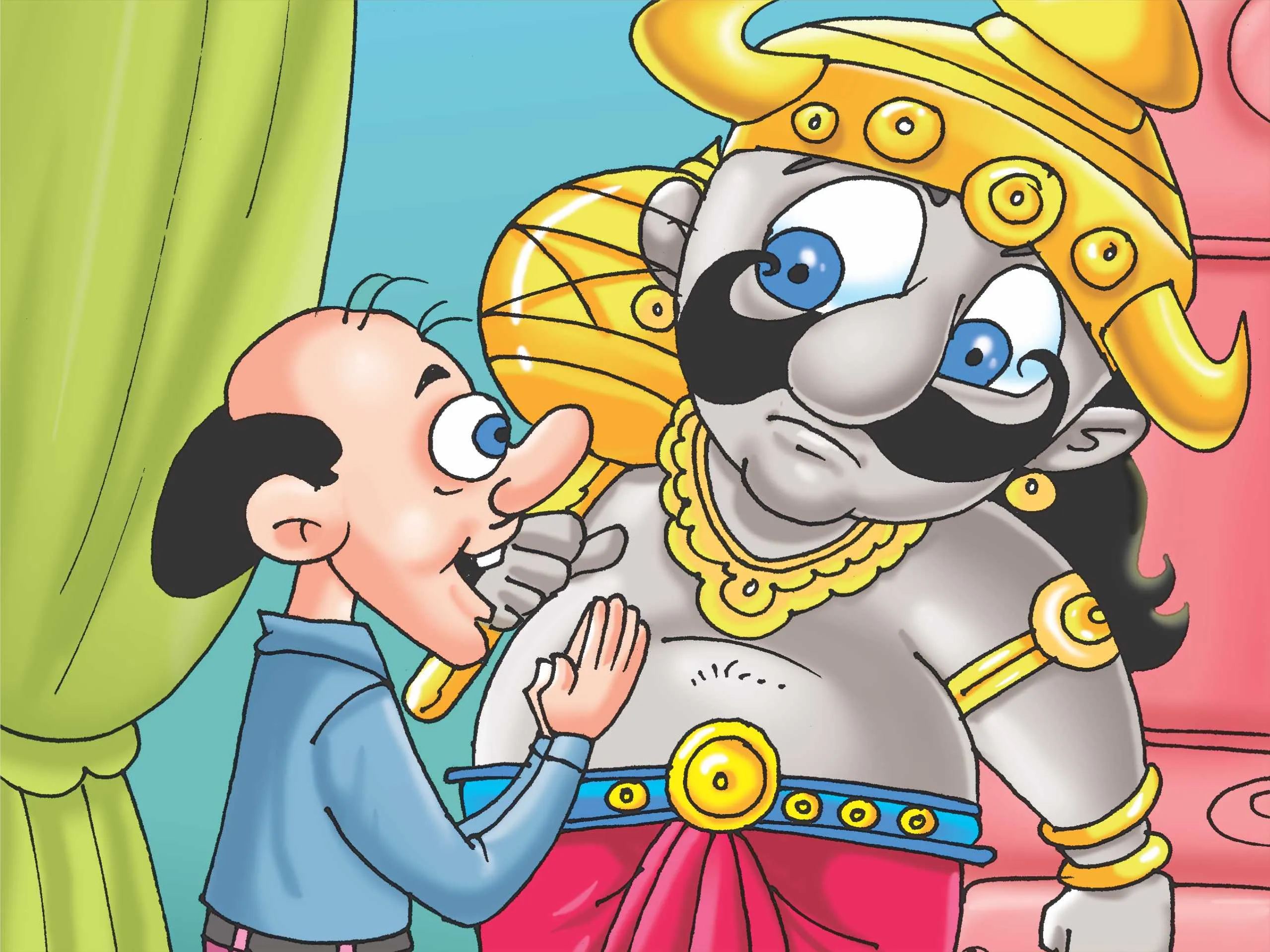 Yamraj With a Man Cartoon image