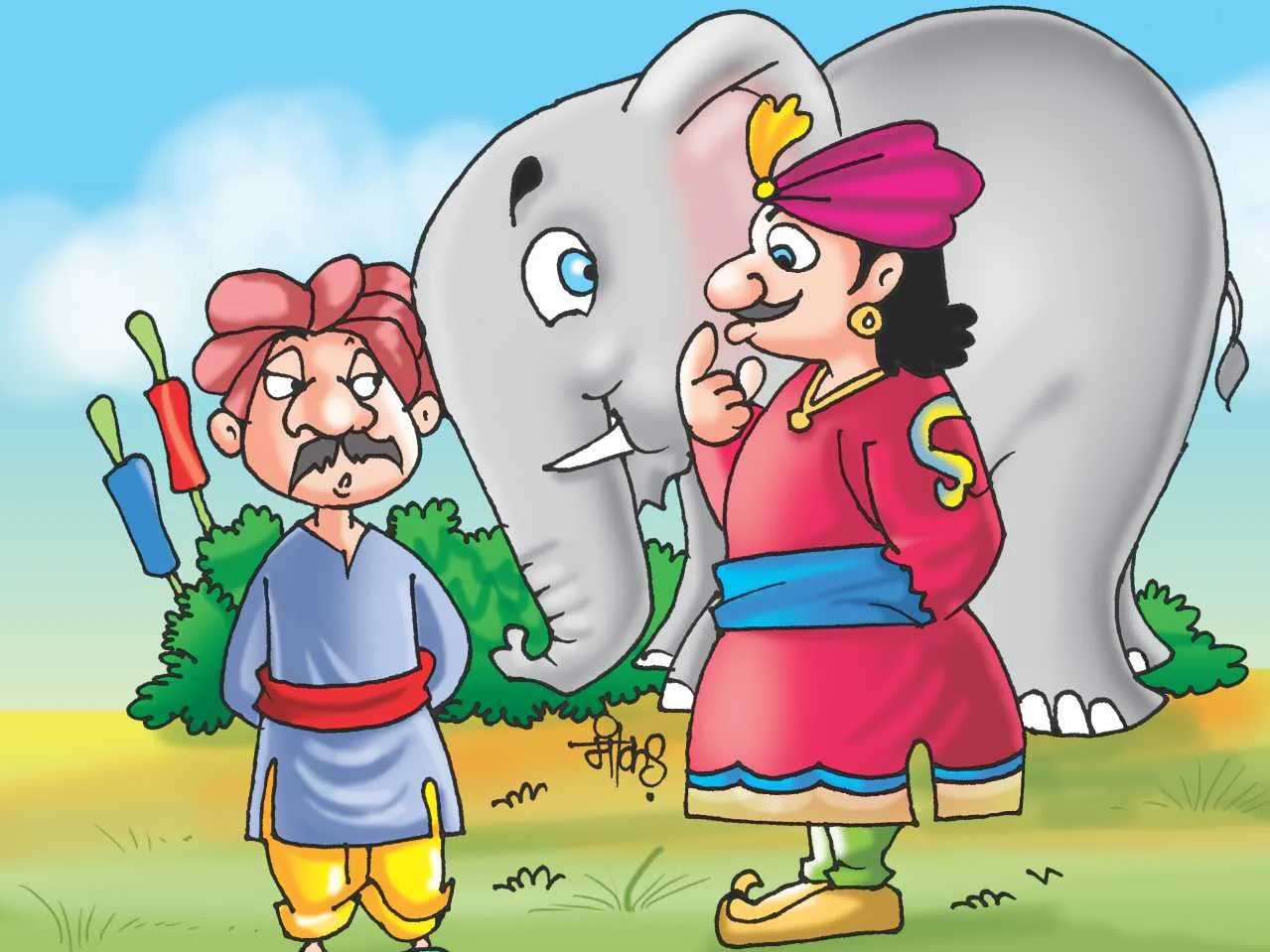 king and elephant cartoon image