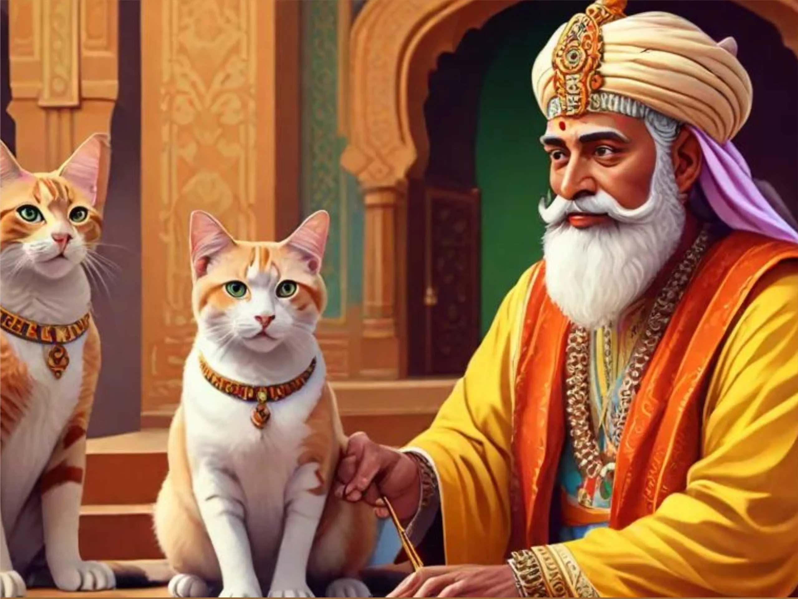 cartoon image of king with cats