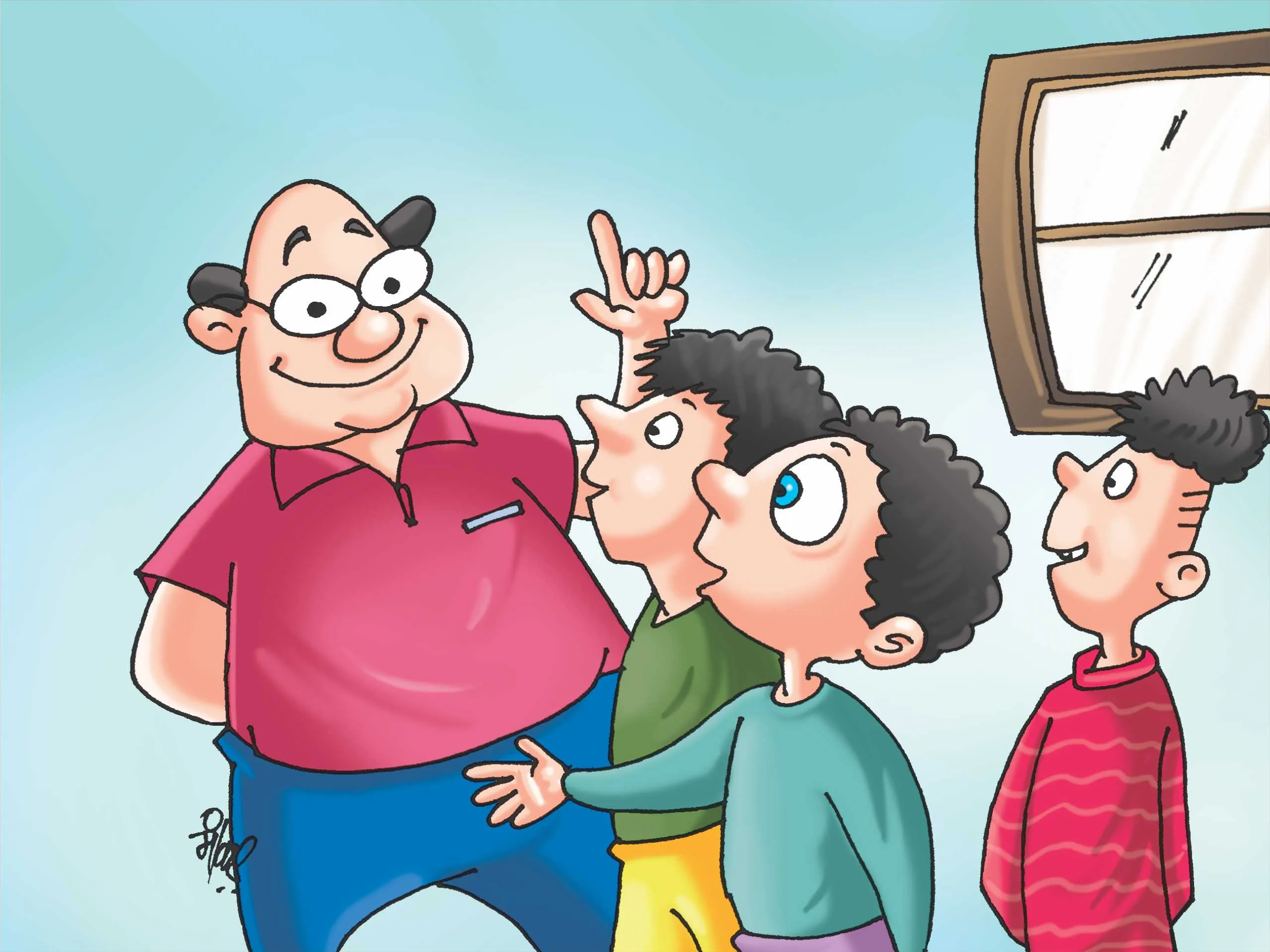 Man With Kids cartoon image