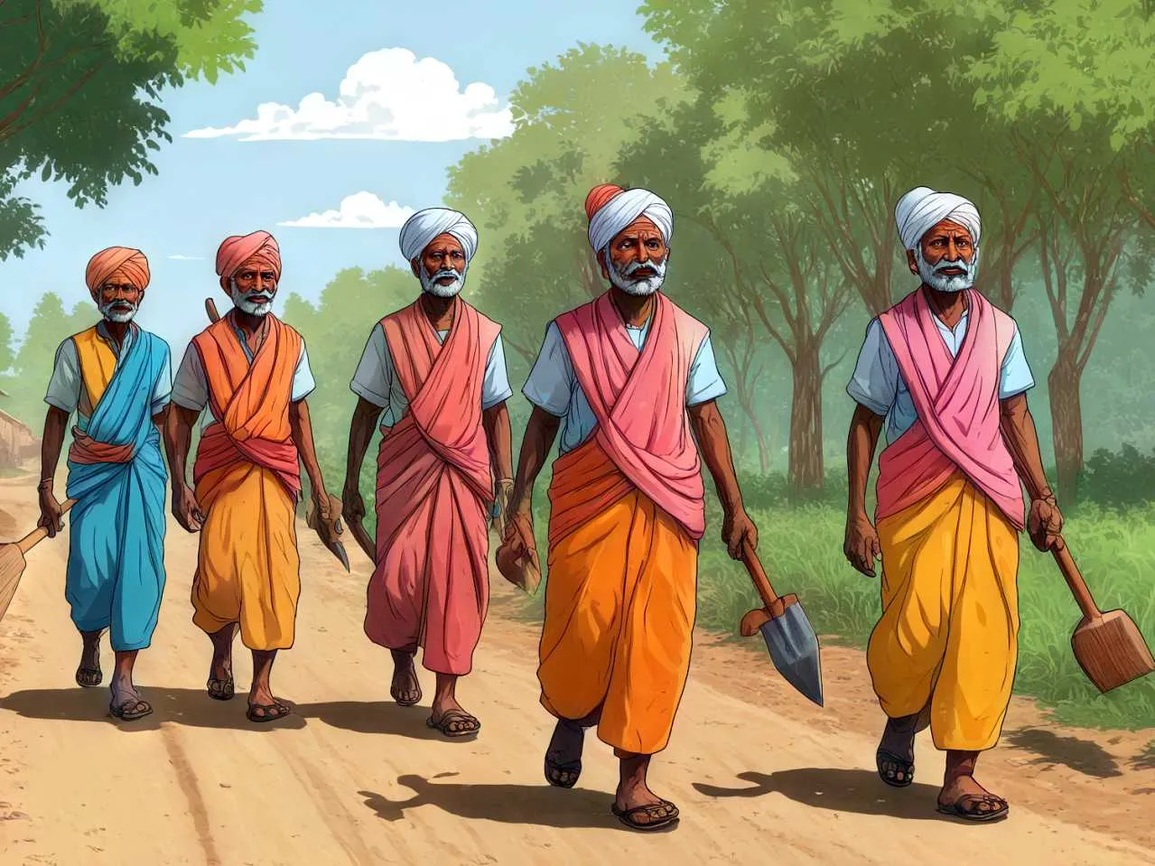 cartoon image of indian villagers