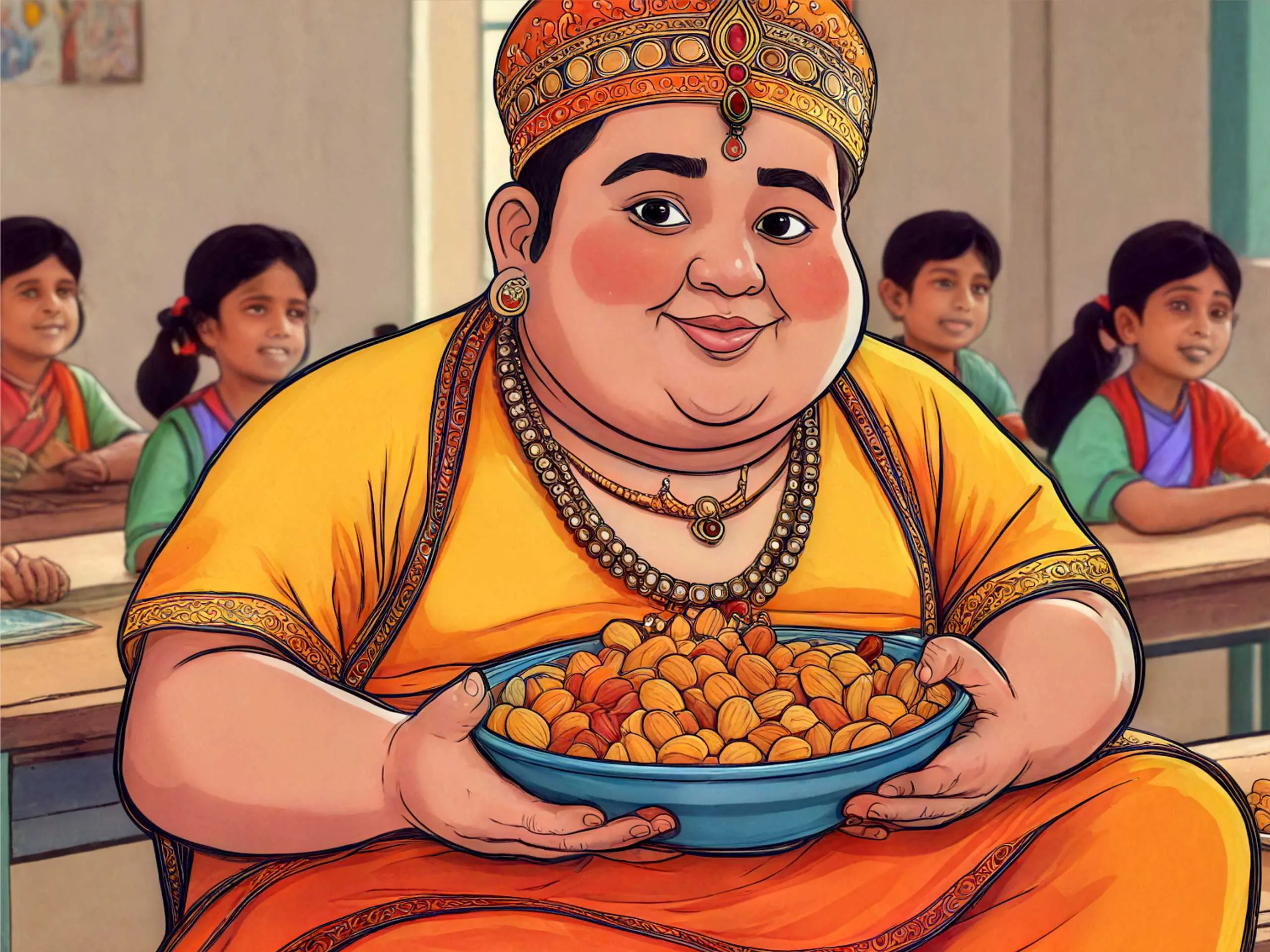 cartoon image of a fat prince